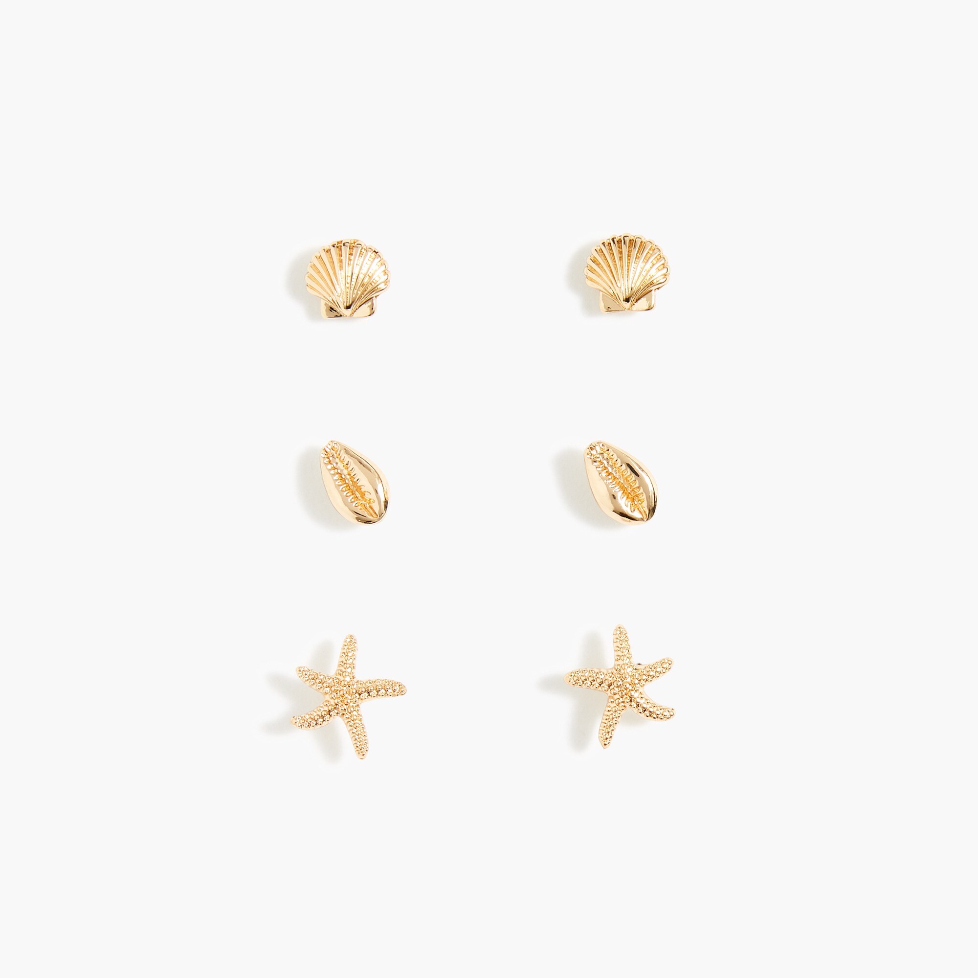 Seashell stud earrings set-of-three