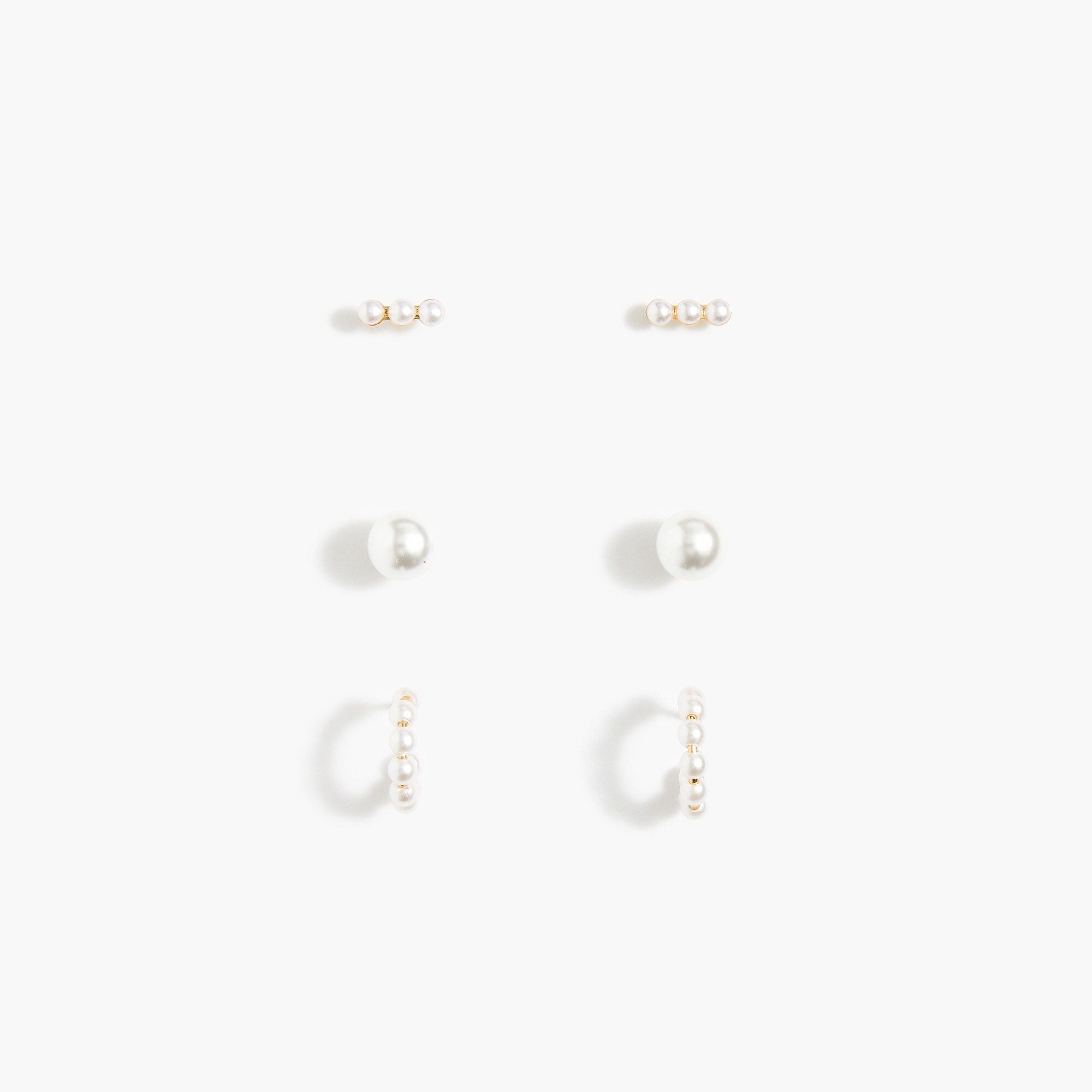 Pearl earrings set-of-three