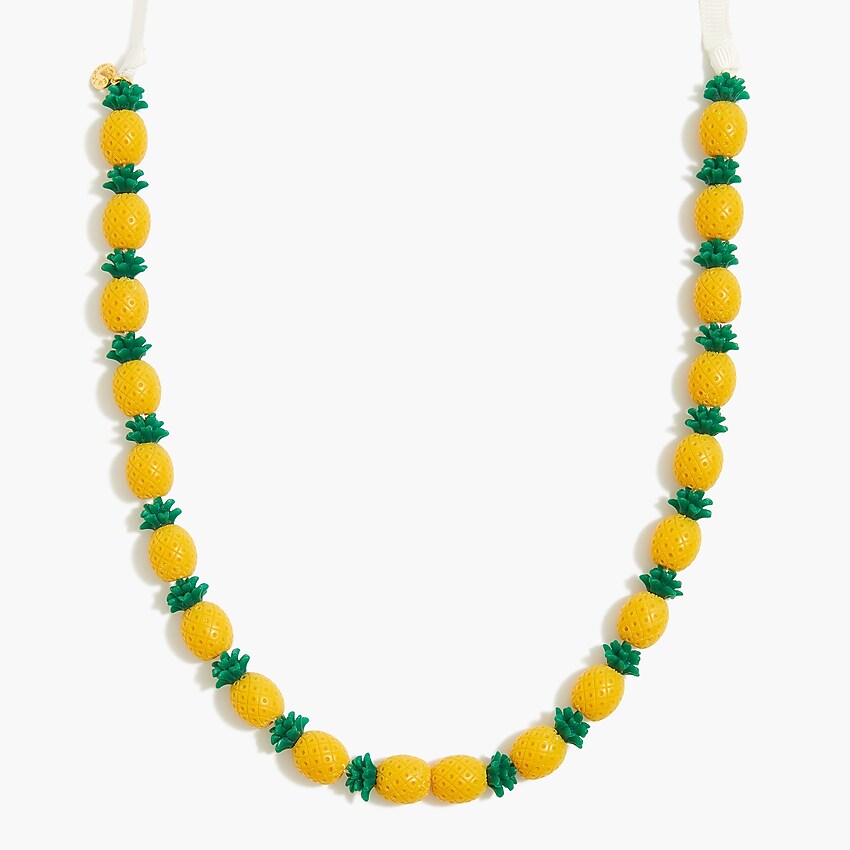 factory: pineapple beaded statement necklace for women, right side, view zoomed