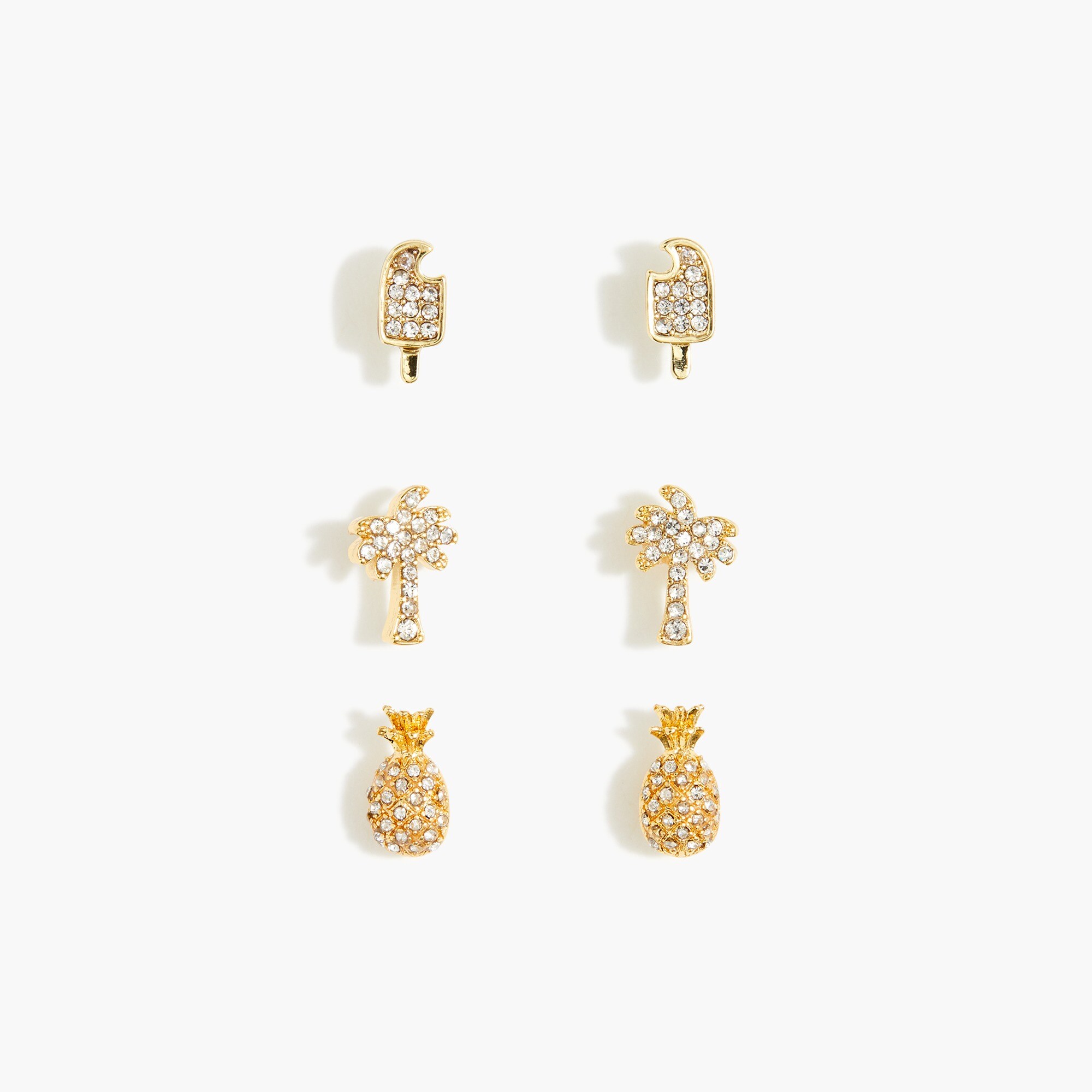 Rhinestone pineapple earring studs set-of-three