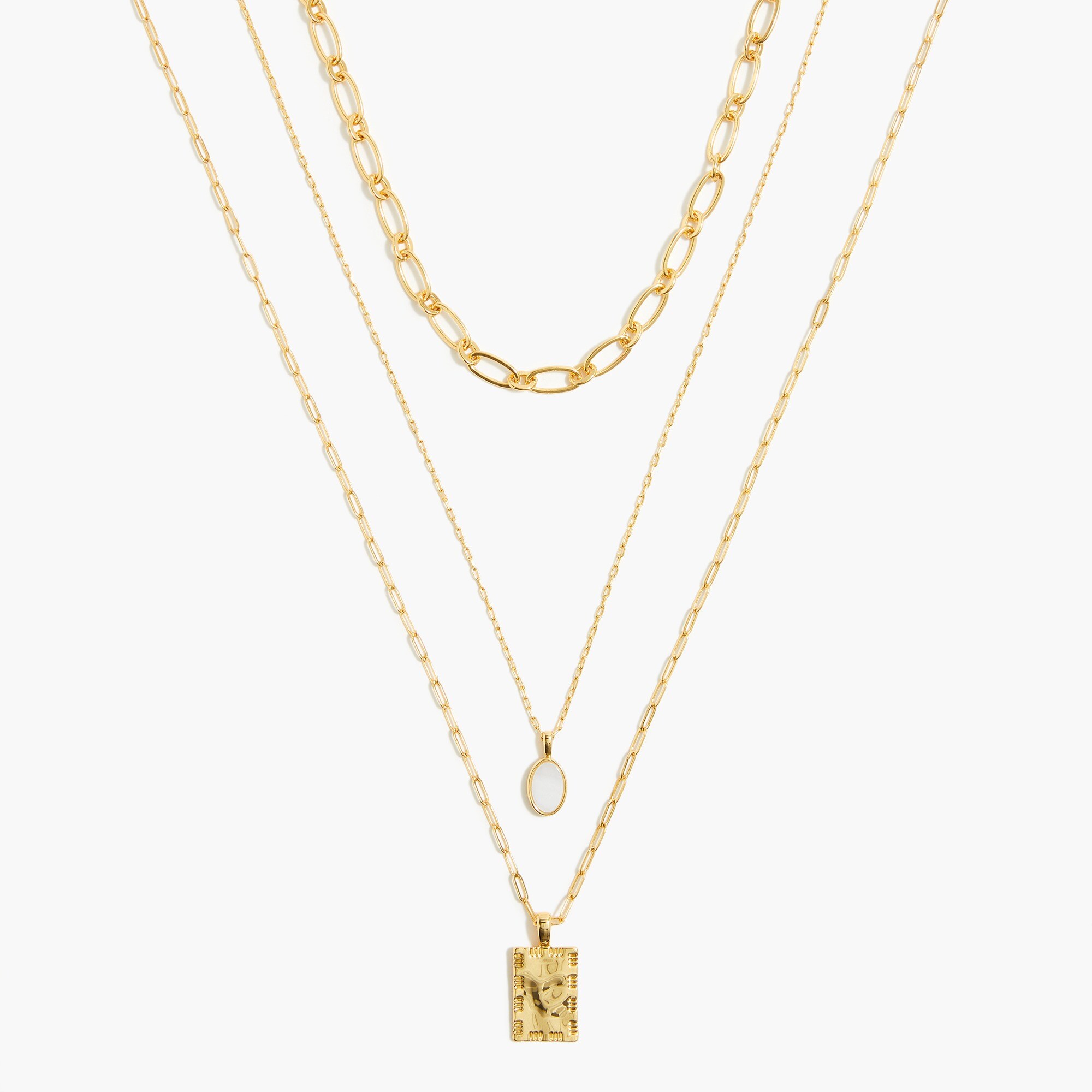 Three-layer necklace with charms