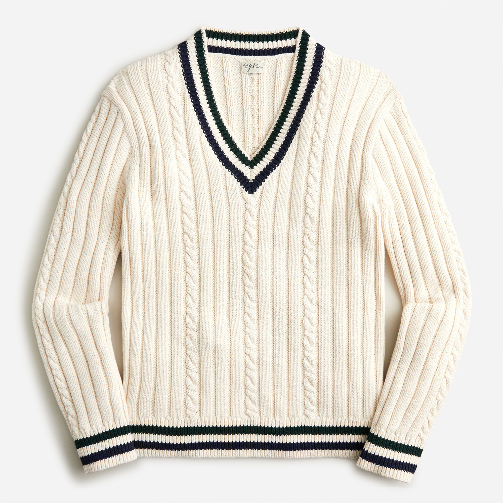 Heritage Cotton Cable-knit V-neck Sweater For Men | J.Crew
