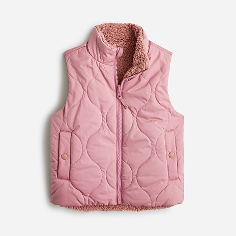 girls Girls' reversible quilted vest with sherpa