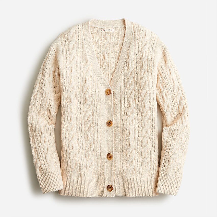 j.crew: girls' oversized cotton cardigan sweater for girls, right side, view zoomed