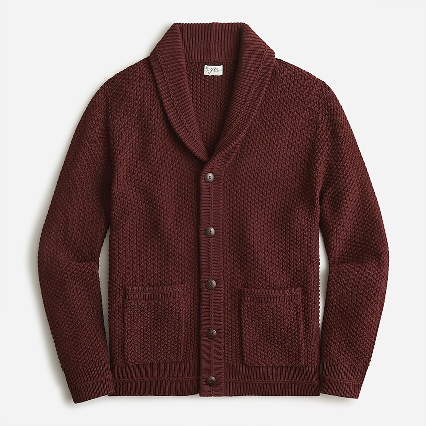 j.crew: checker-stitch cotton shawl cardigan sweater for men, right side, view zoomed