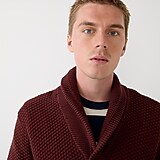 Checker-stitch cotton shawl cardigan sweater
