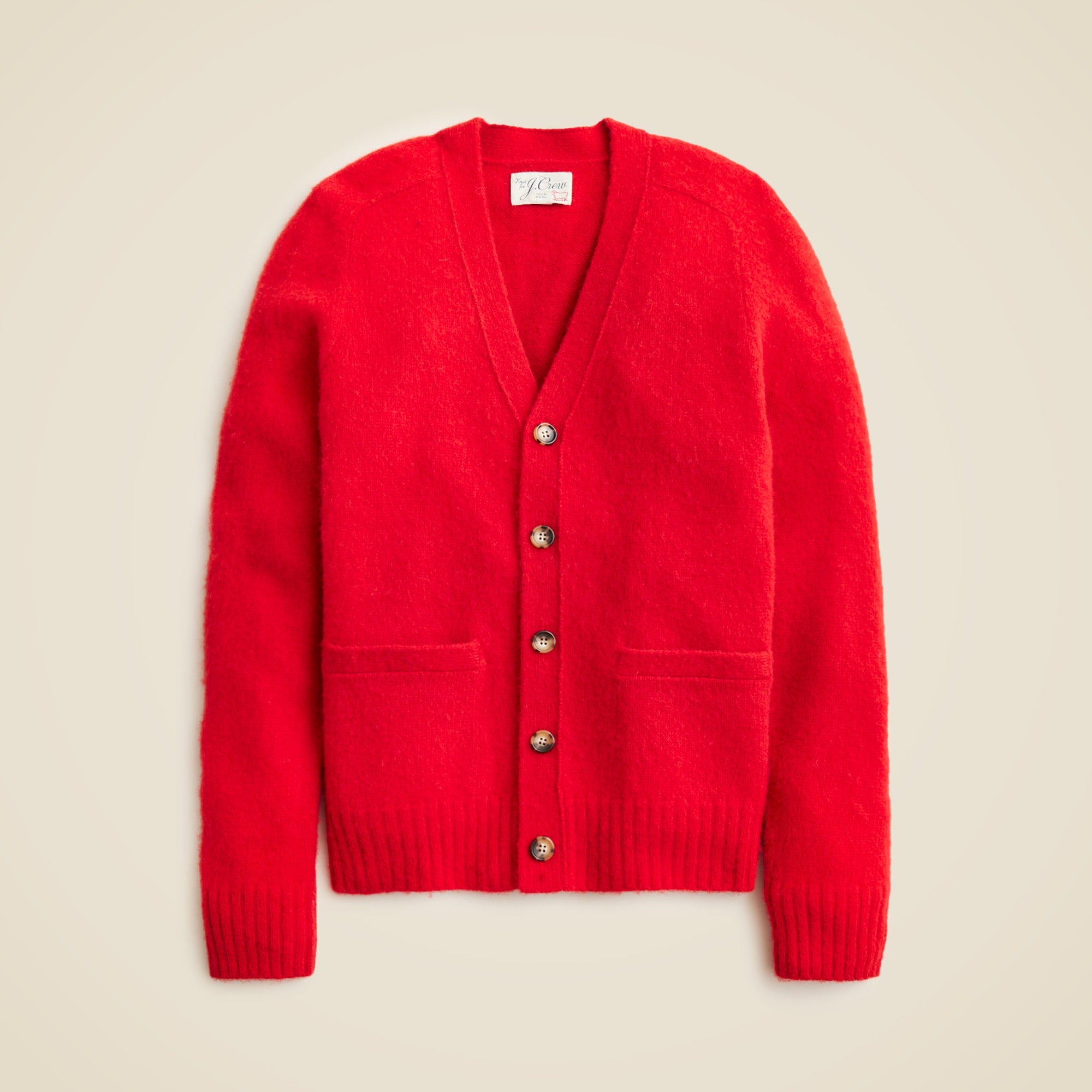 mens Brushed wool V-neck cardigan sweater