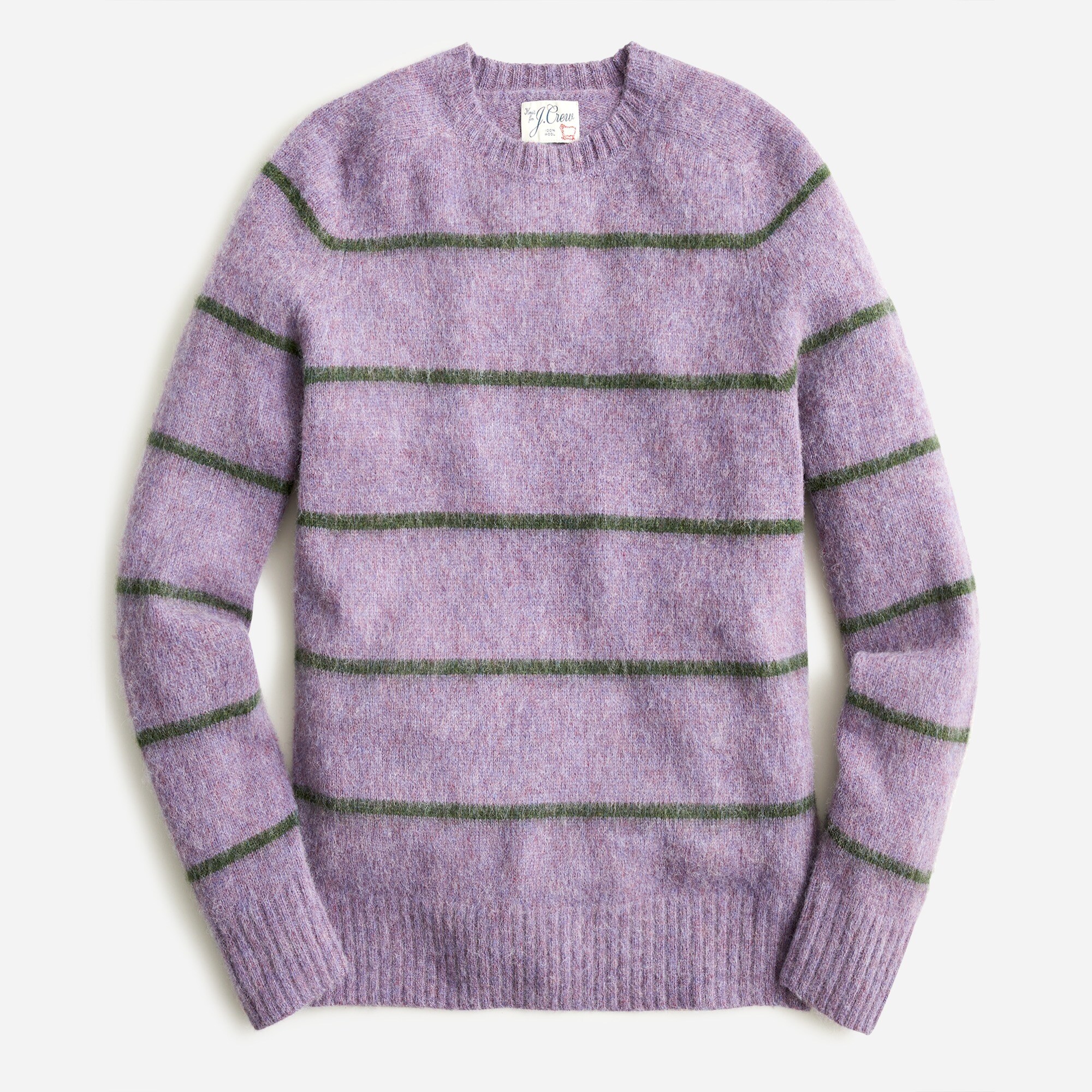 J.Crew: Brushed Wool Crewneck Sweater In Stripe For Men