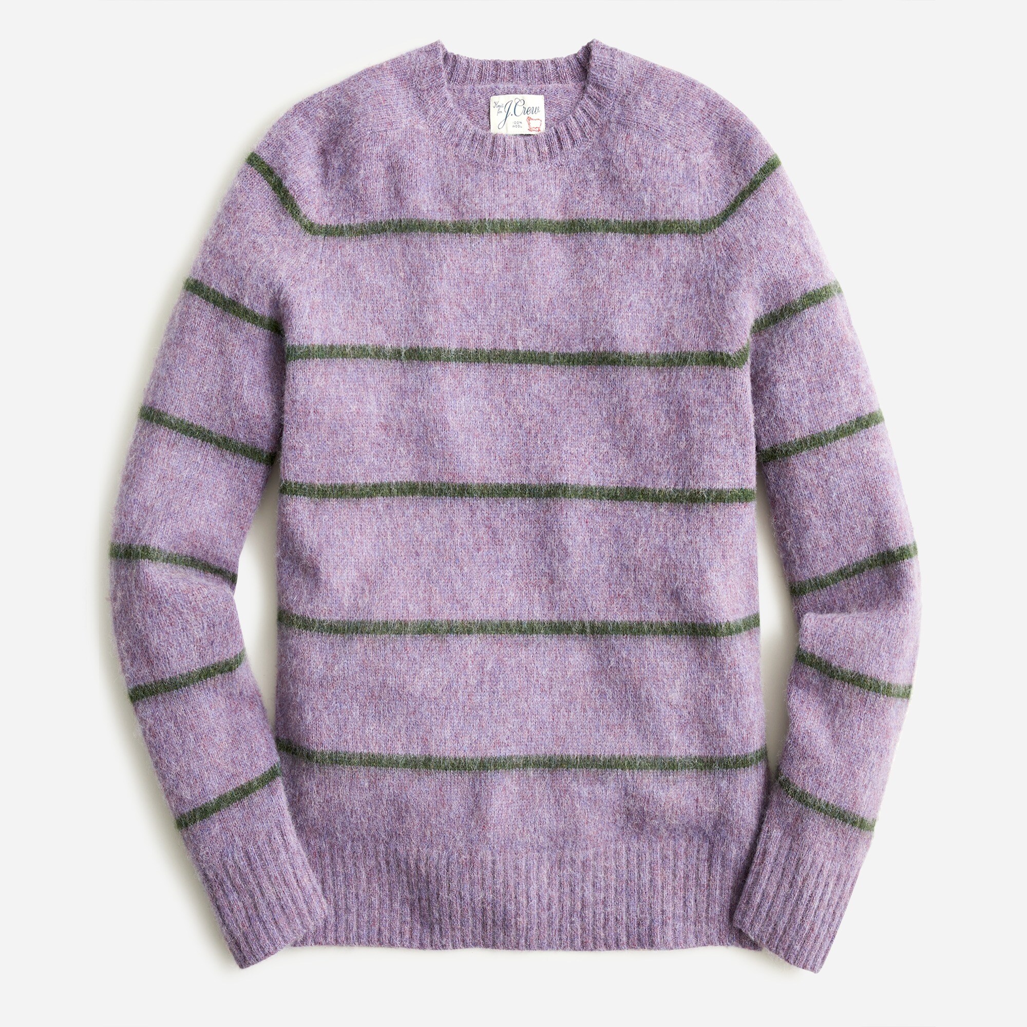 Brushed wool crewneck sweater in stripe