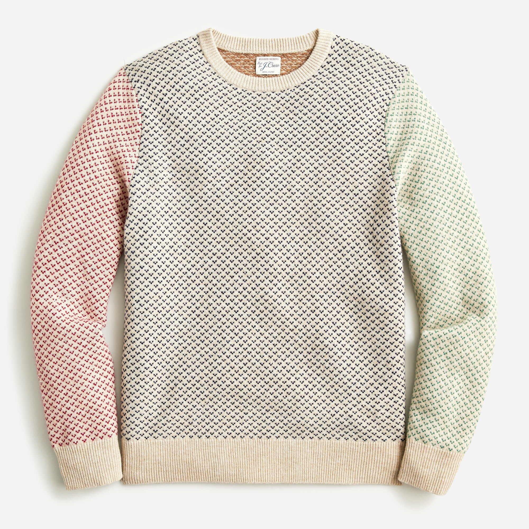 Rugged merino wool-blend bird's-eye sweater