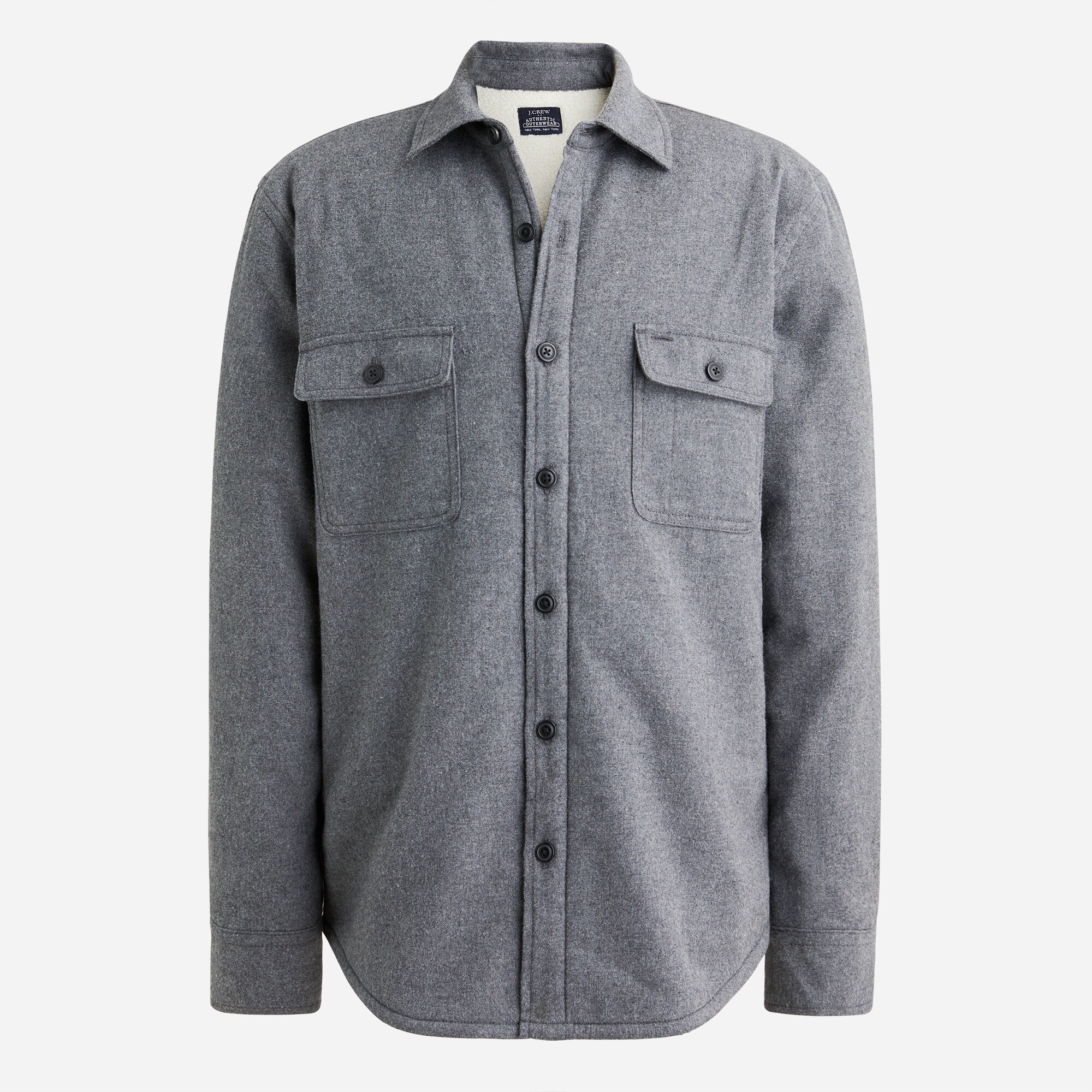 sherpa-lined flannel shirt-jacket for men