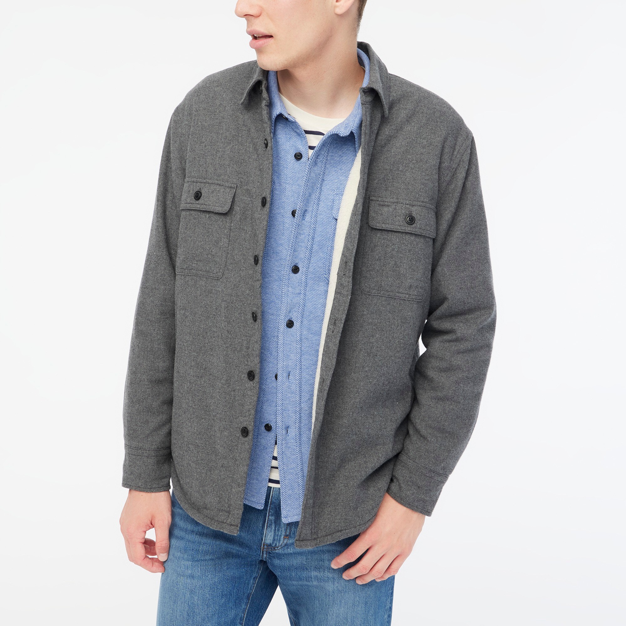Sherpa-lined flannel shirt-jacket