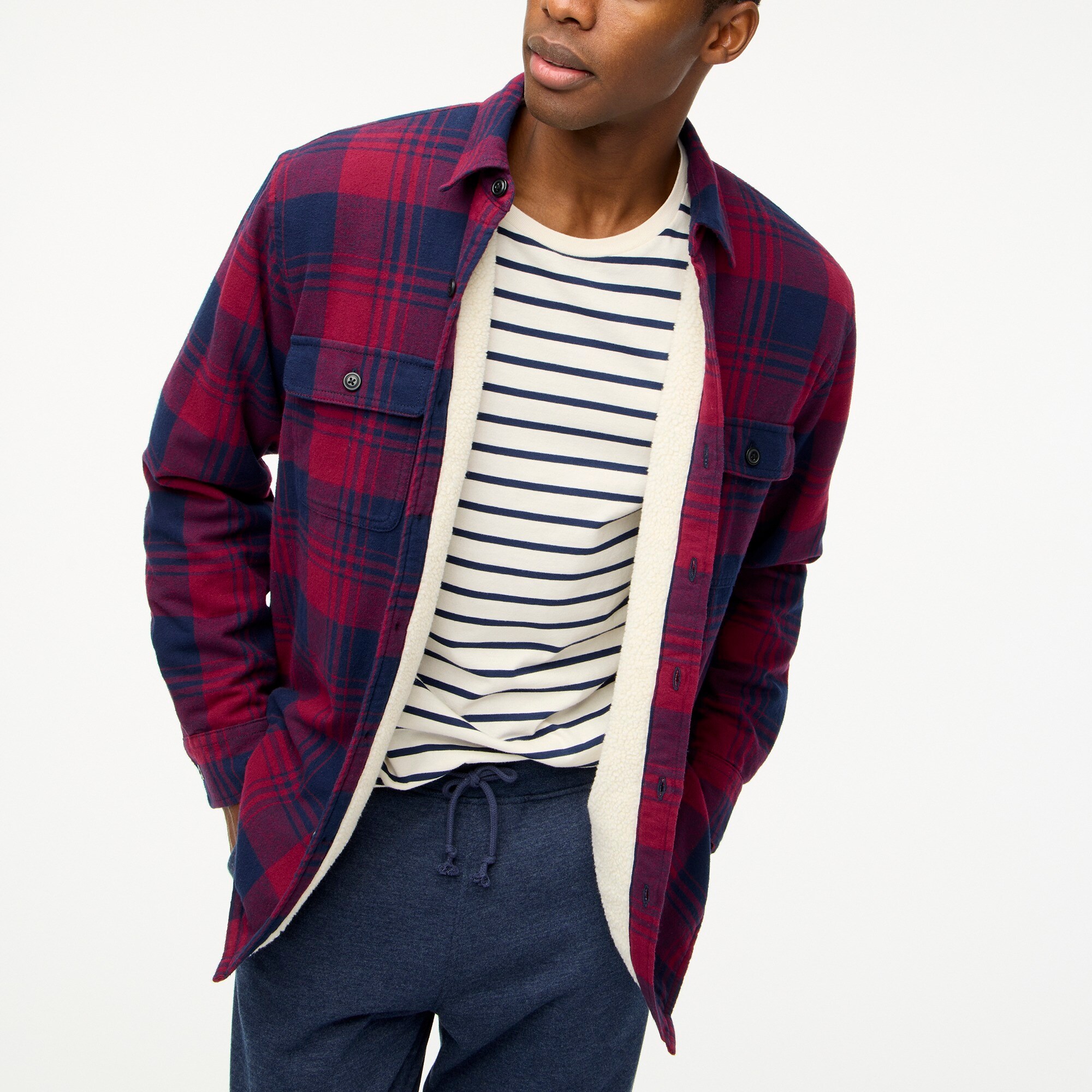 sherpa lined flannel jacket j crew