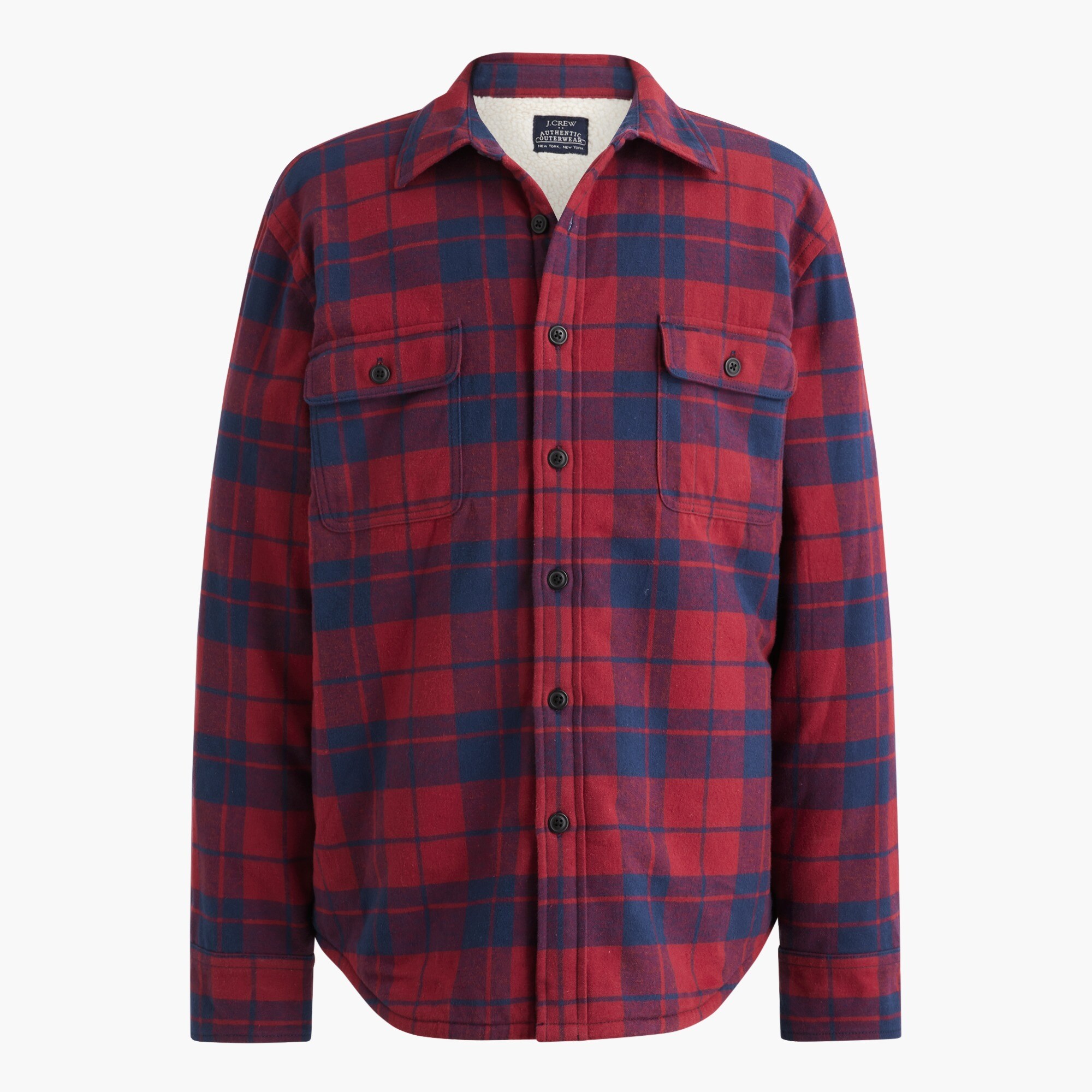 Factory Sherpa lined Flannel Shirt jacket For Men