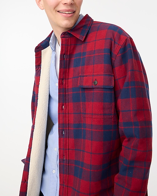mens Sherpa-lined flannel shirt-jacket