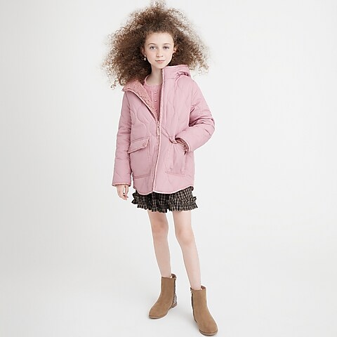 girls Girls' reversible quilted jacket with sherpa
