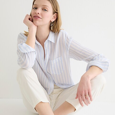 womens Classic-fit soft gauze shirt in stripe