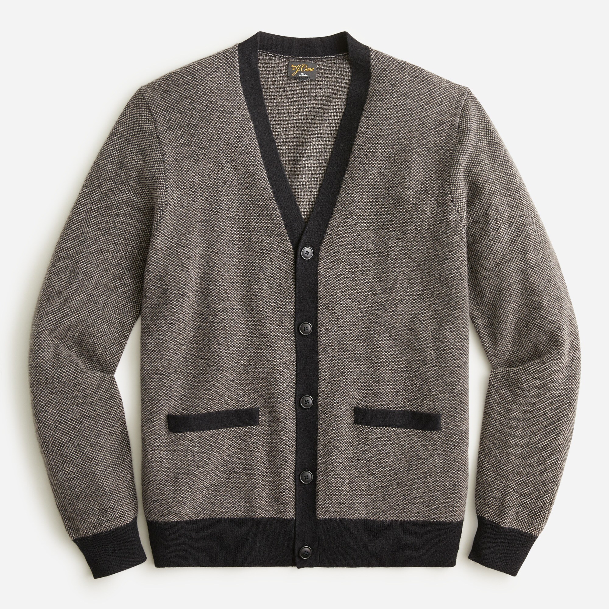 Cashmere cardigan sweater in bird's-eye stitch