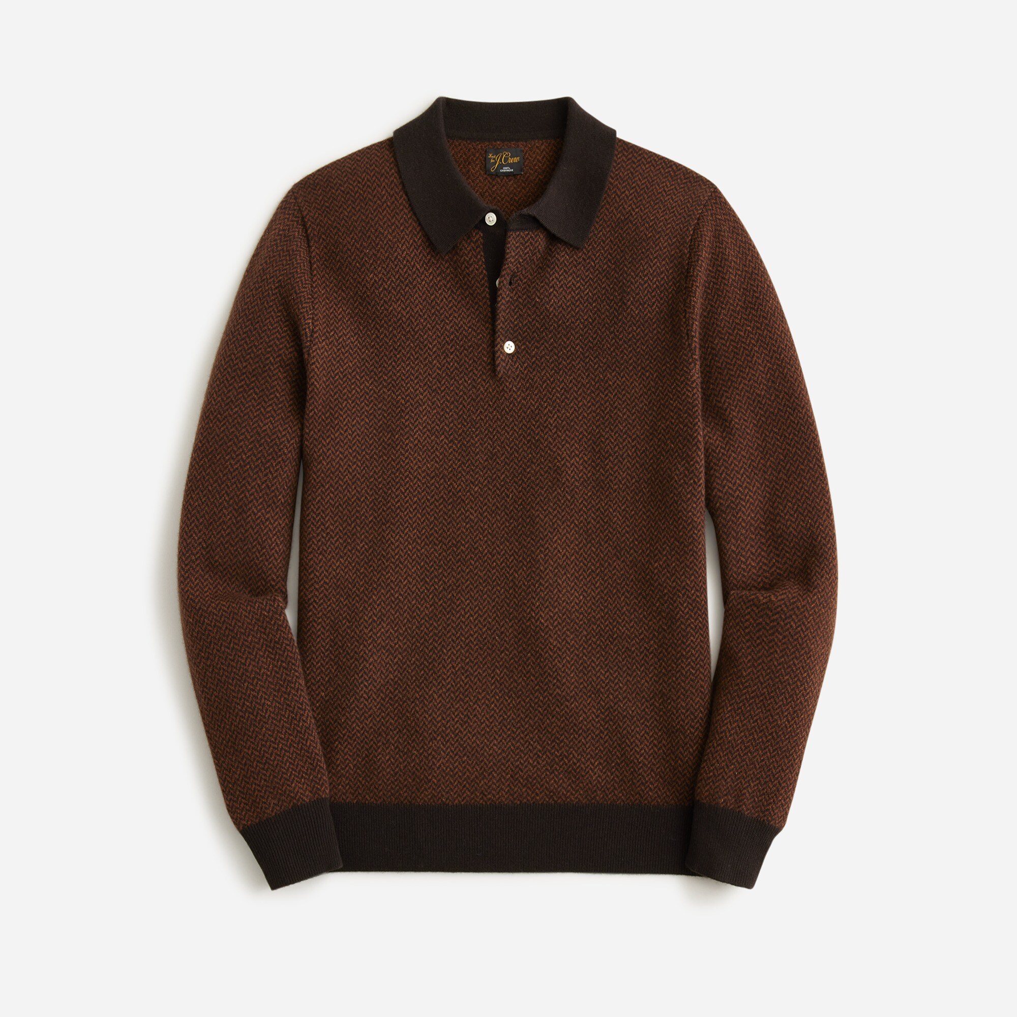 J.Crew Cashmere Herringbone Jacquard Collared Sweater For Men