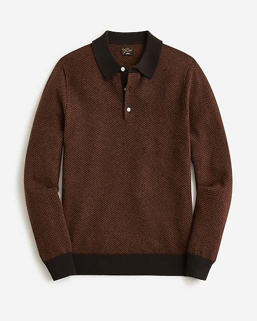 mens Cashmere herringbone jacquard collared sweater