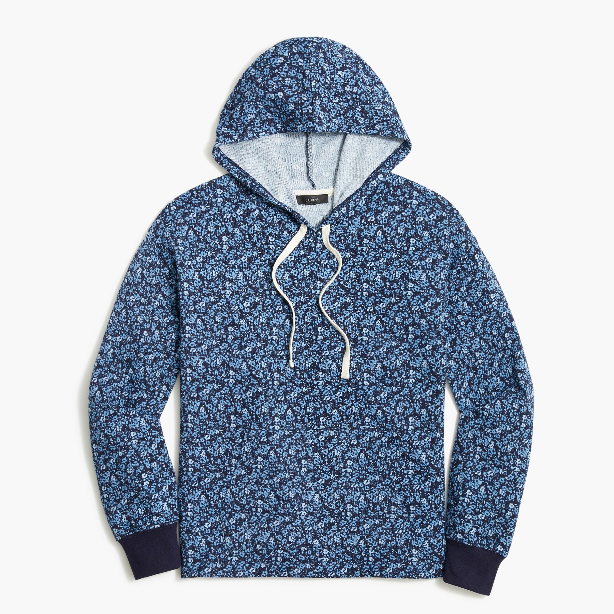 Lightweight printed cotton-blend terry hoodie