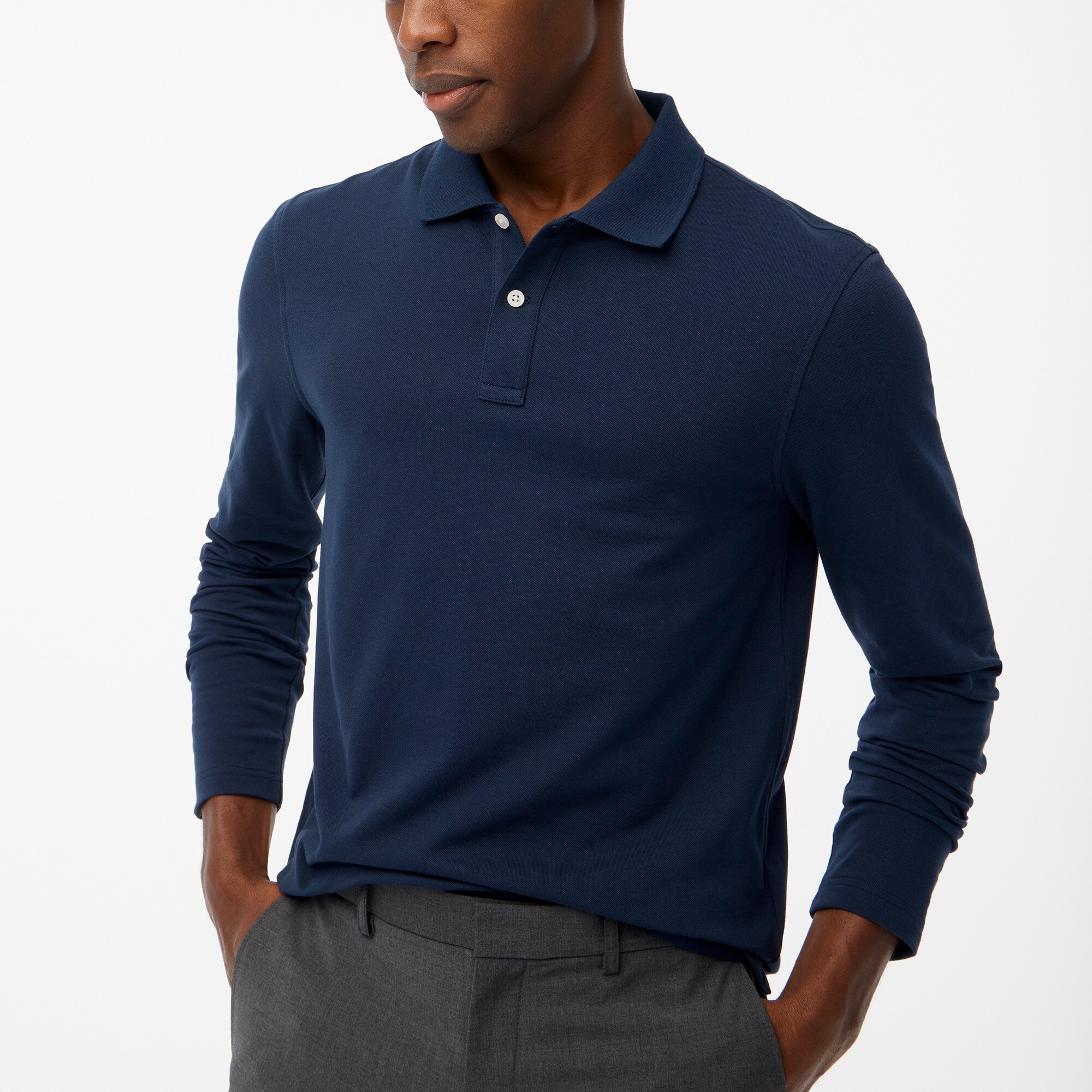 Long-sleeve flex piqué polo