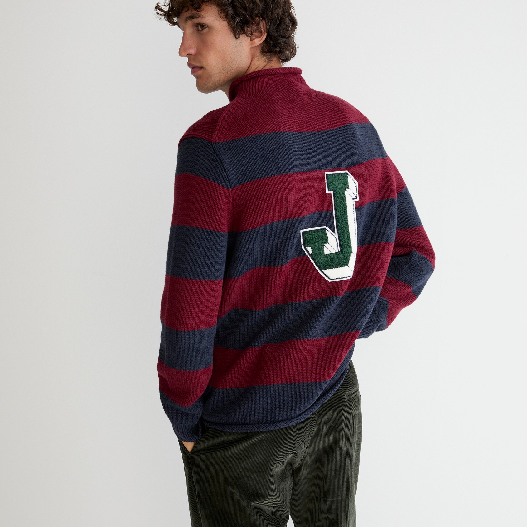 J.Crew Heritage Cotton Rollneck™ Letter Sweater In Stripe For Men