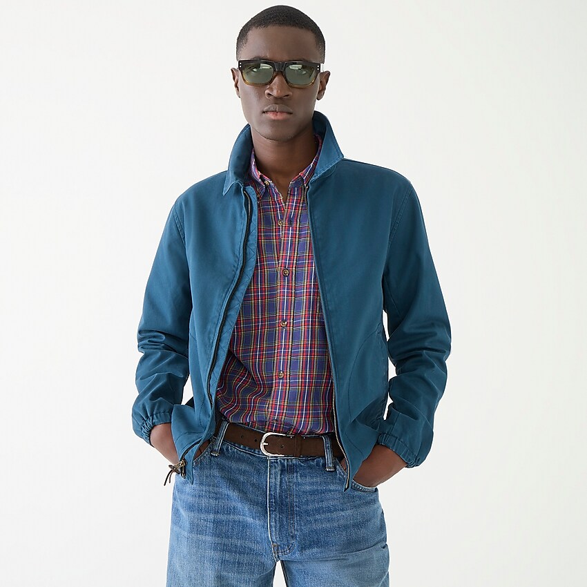j.crew: harrington jacket in cotton twill for men, right side, view zoomed