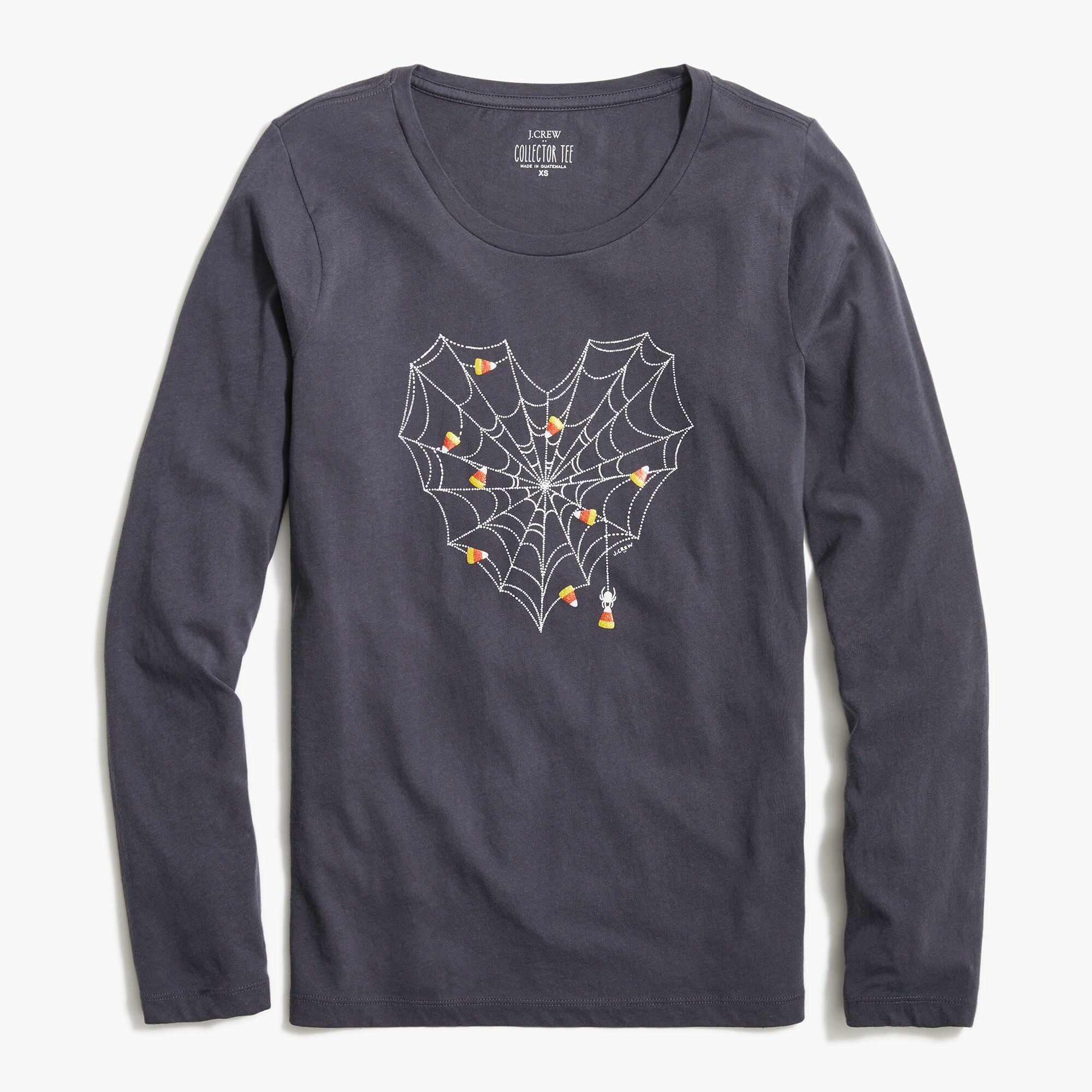 Long-sleeve candy spiderweb graphic tee