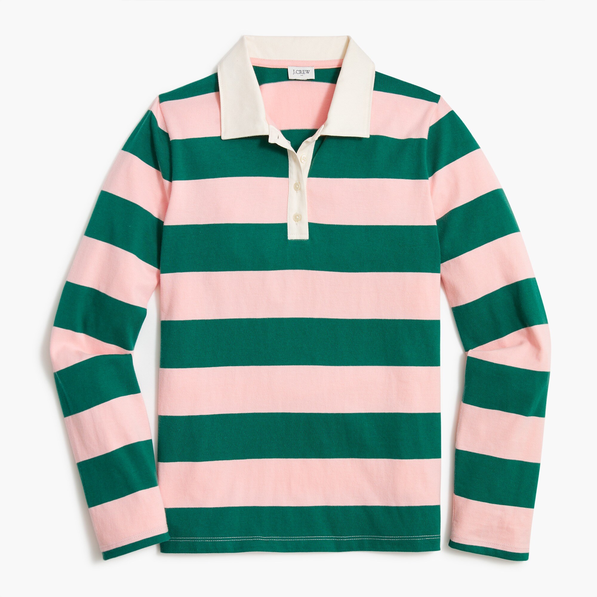 Long-sleeve rugby stripe polo shirt