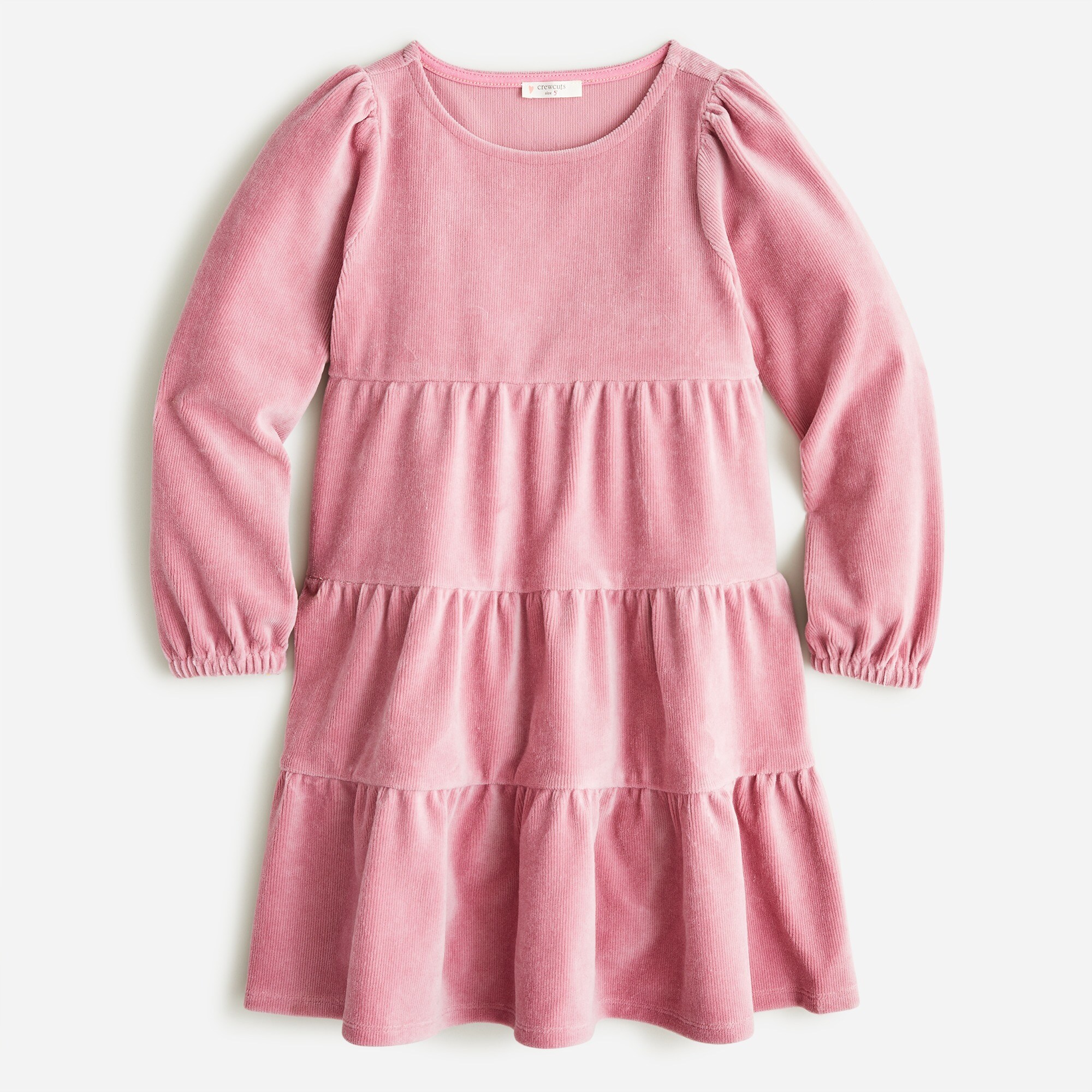 Girls' tiered corduroy dress