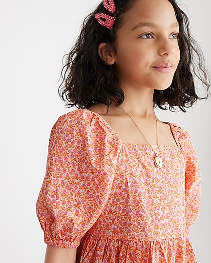 j.crew: girls' puff-sleeve tiered dress in floral for girls