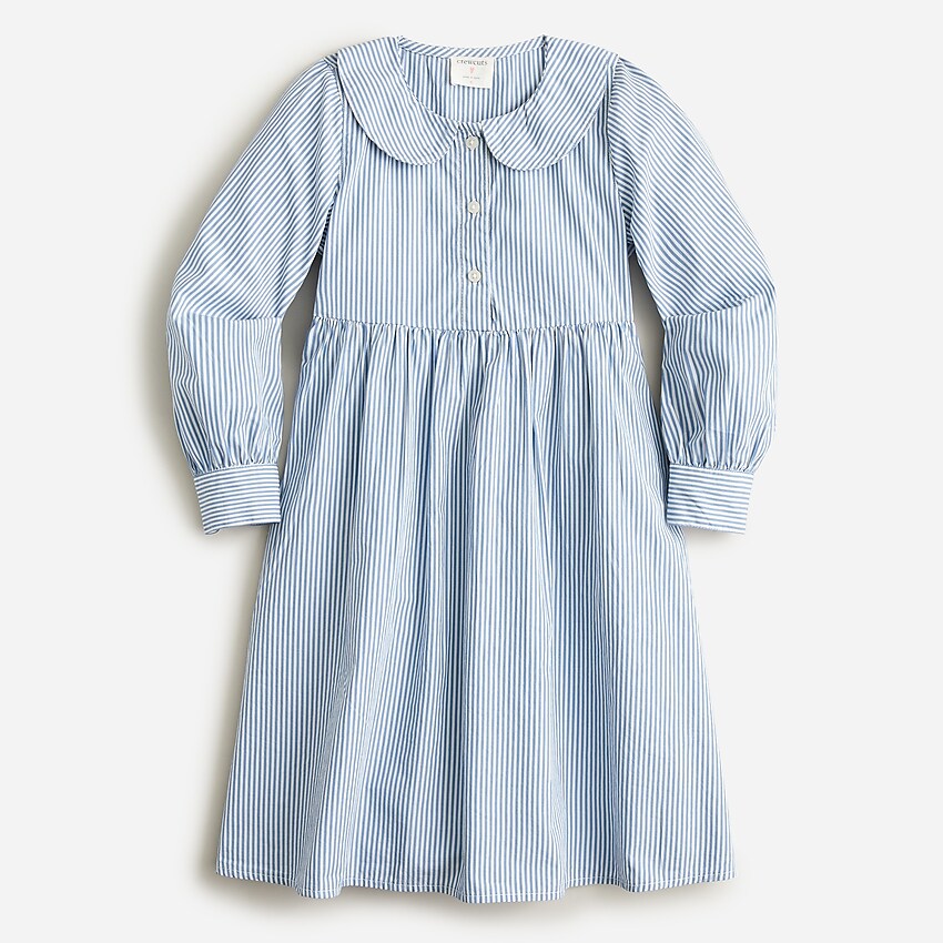 j.crew: girls' long-sleeve shirtdress in stripe for girls, right side, view zoomed