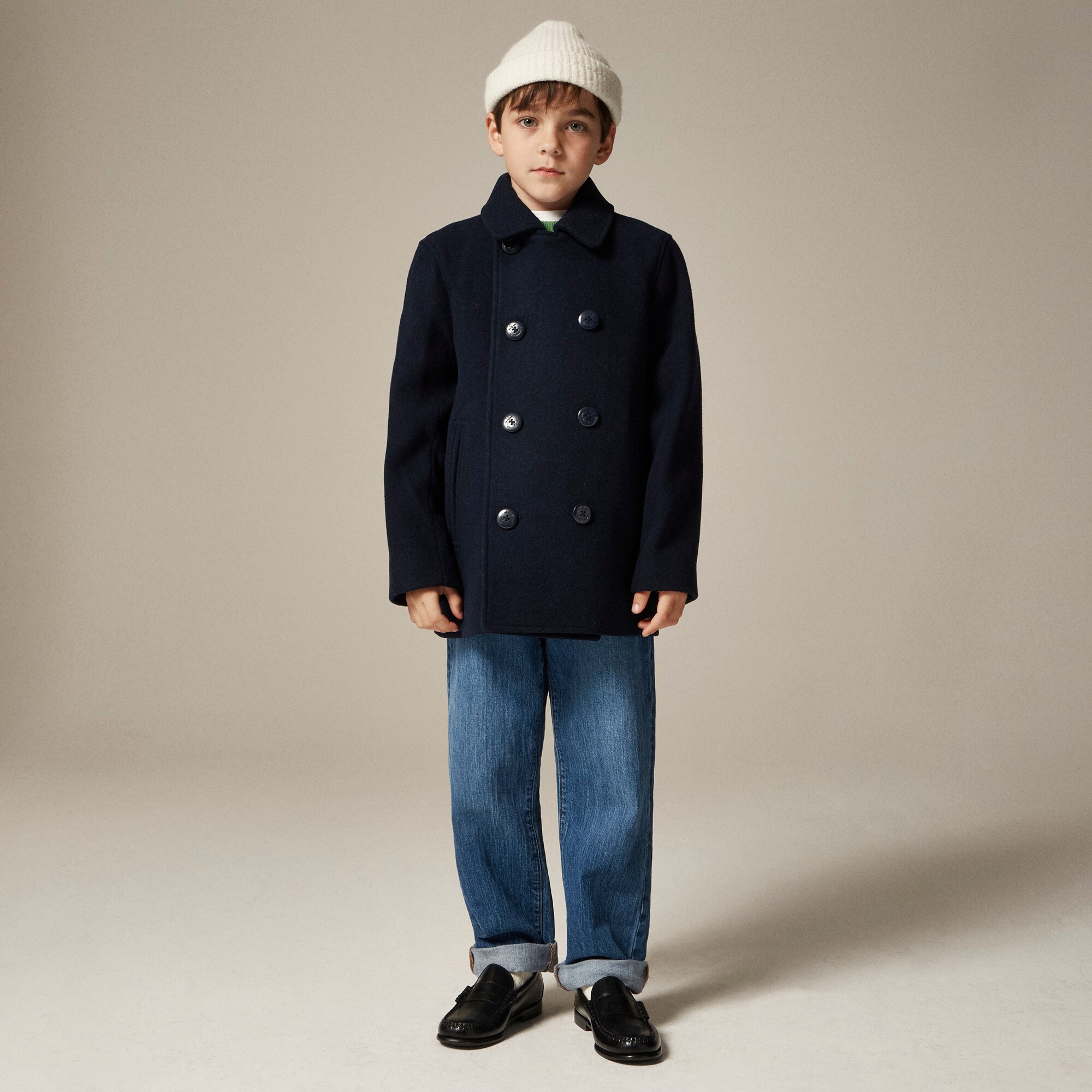 Kids' relaxed wool-blend peacoat