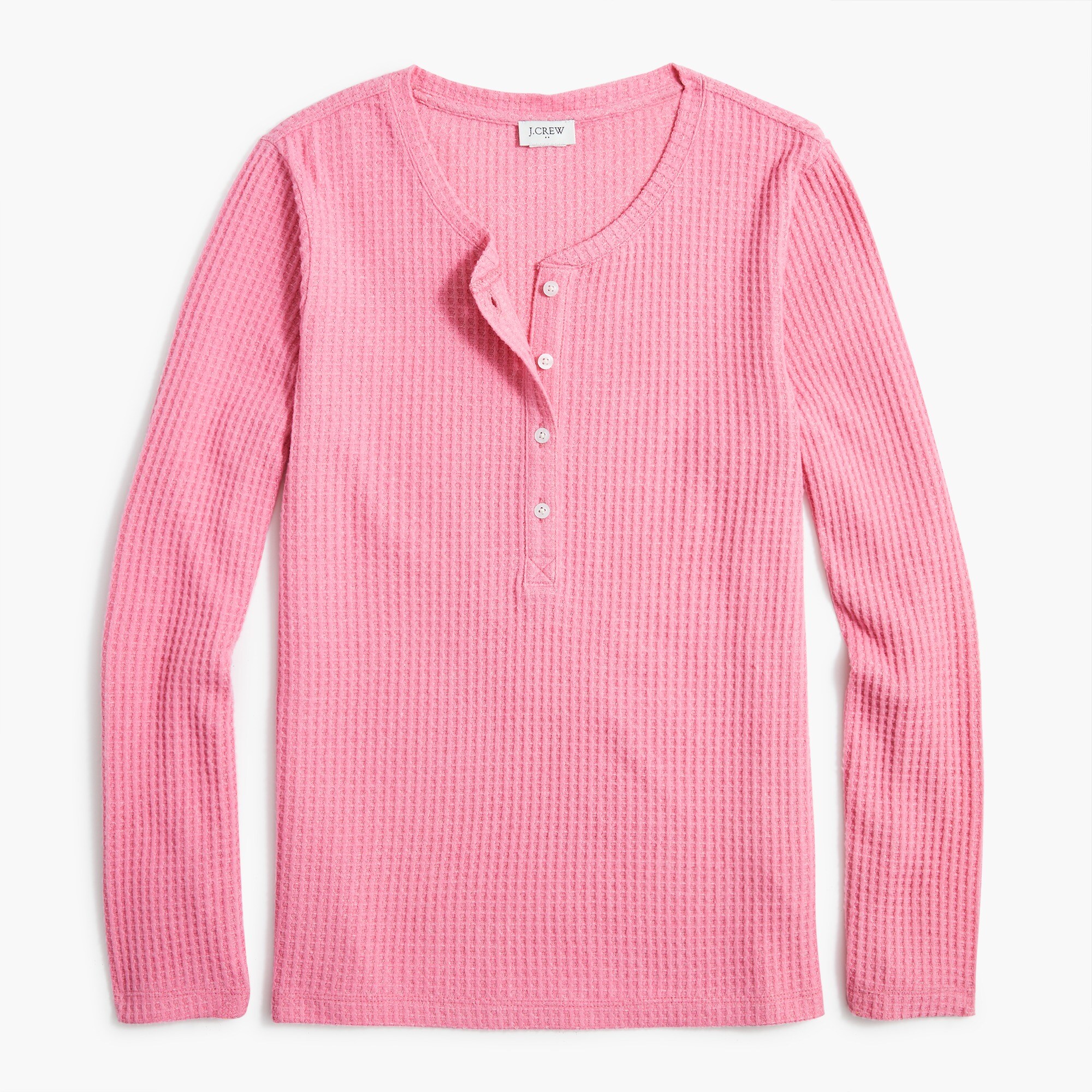 Long-sleeve brushed waffle henley pajama top