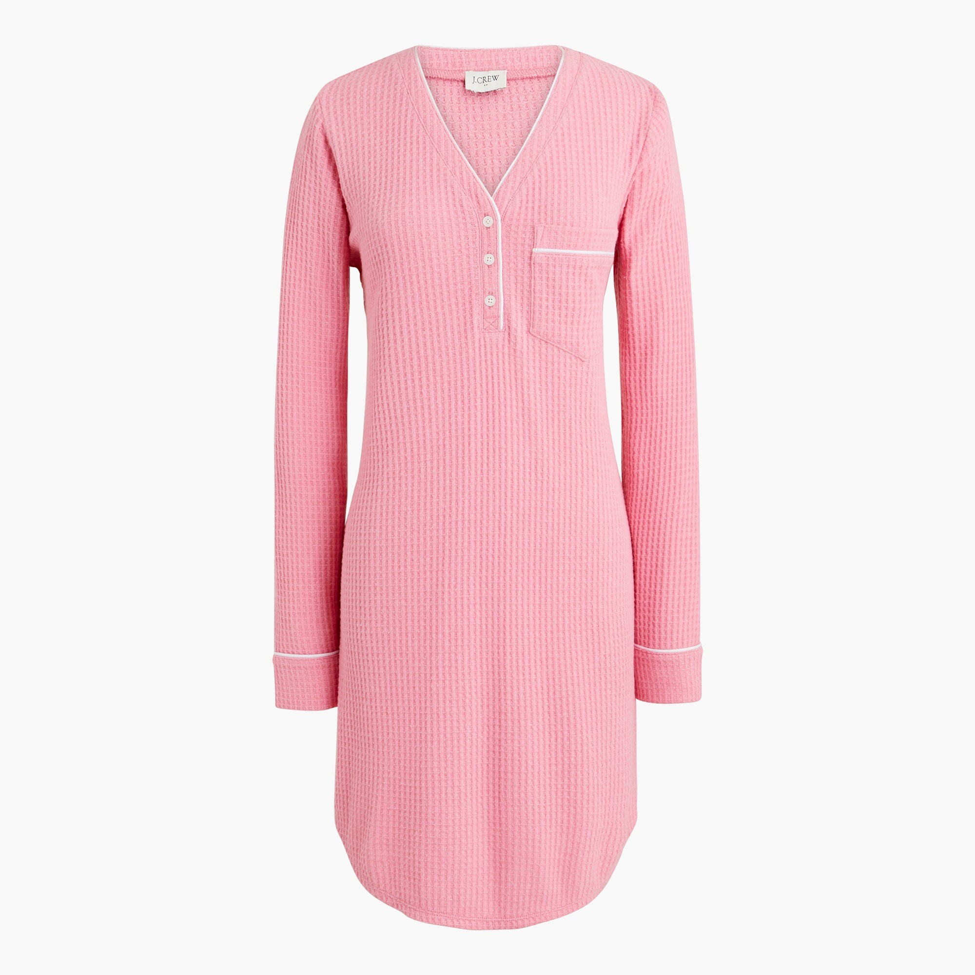 brushed waffle henley pajama dress for women