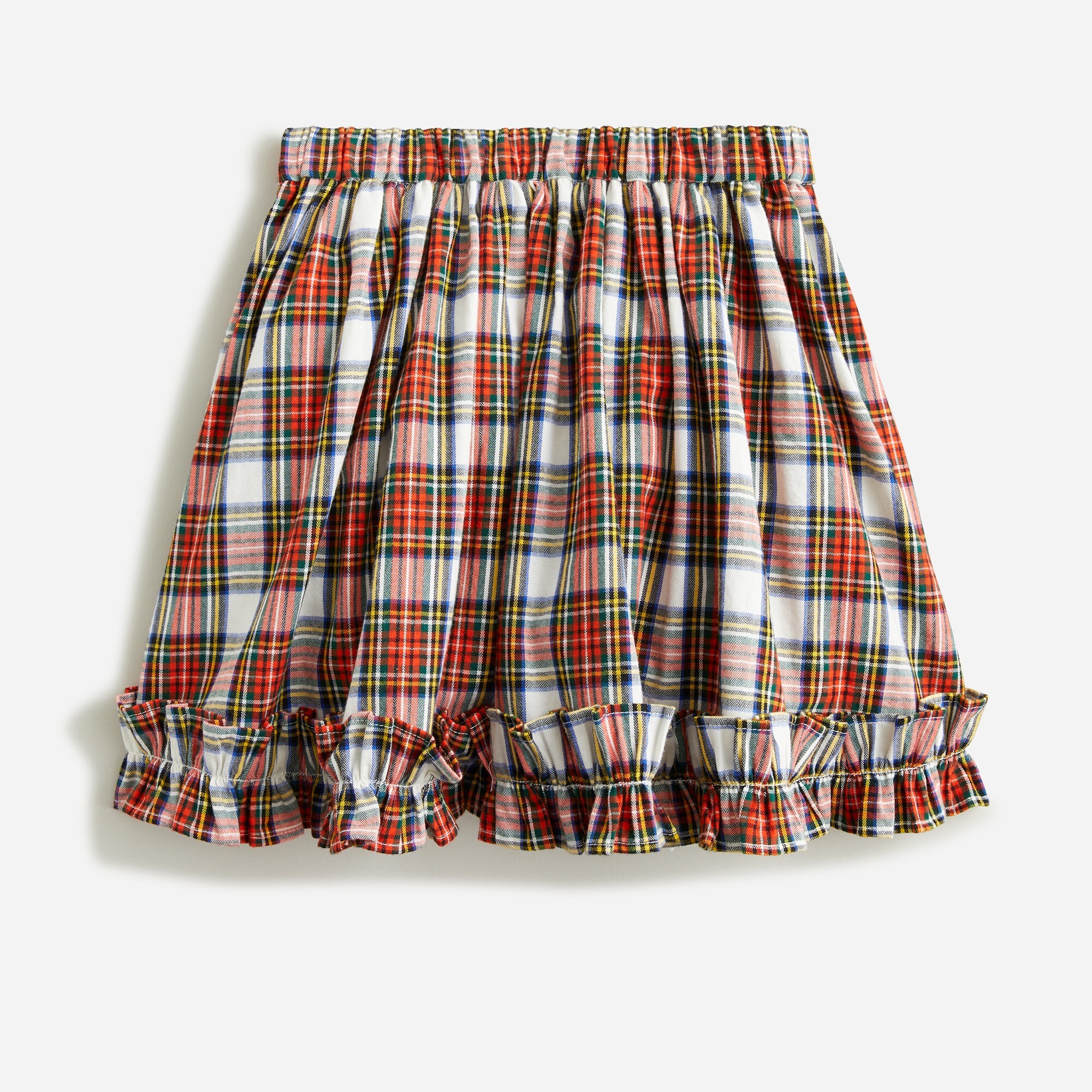 J.Crew Girls Ruffle Skirt In Snowy Stewart Tartan For Girls