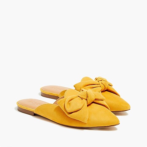  Faux-suede bow mules