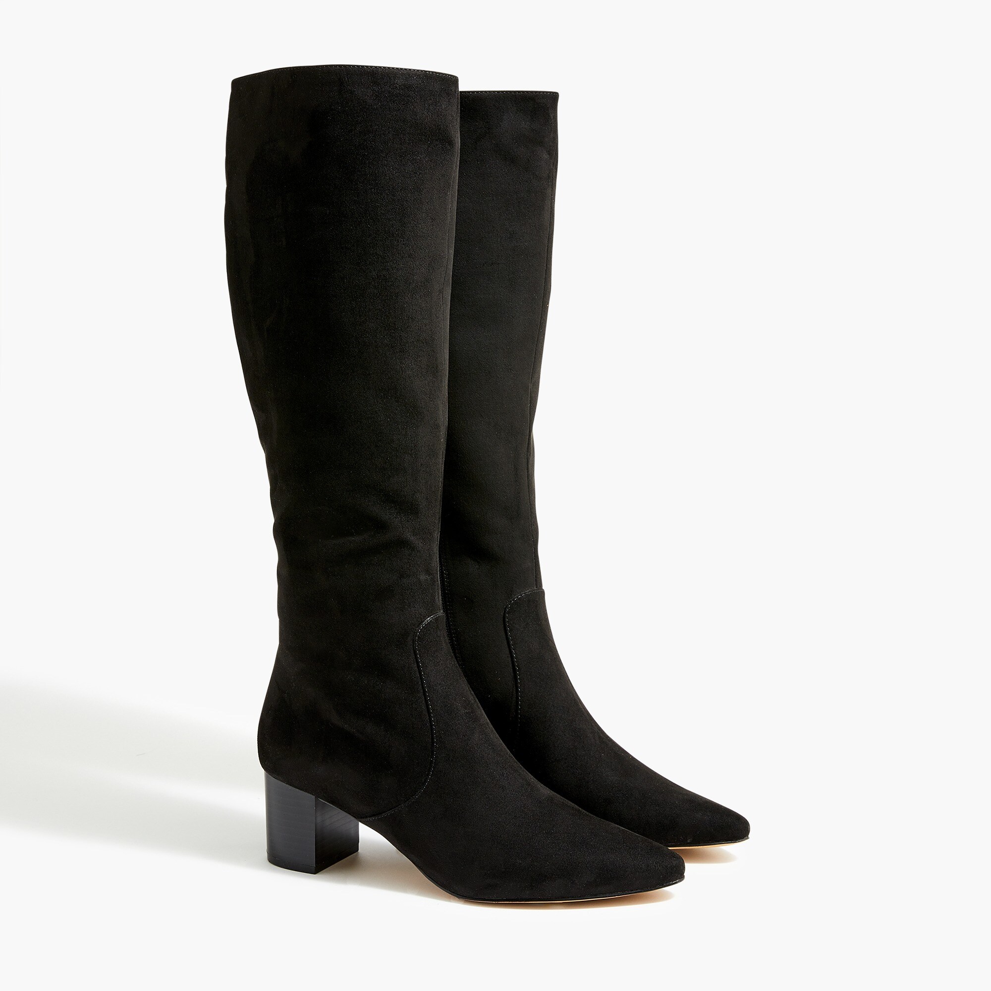 sueded heeled knee-high boots for women