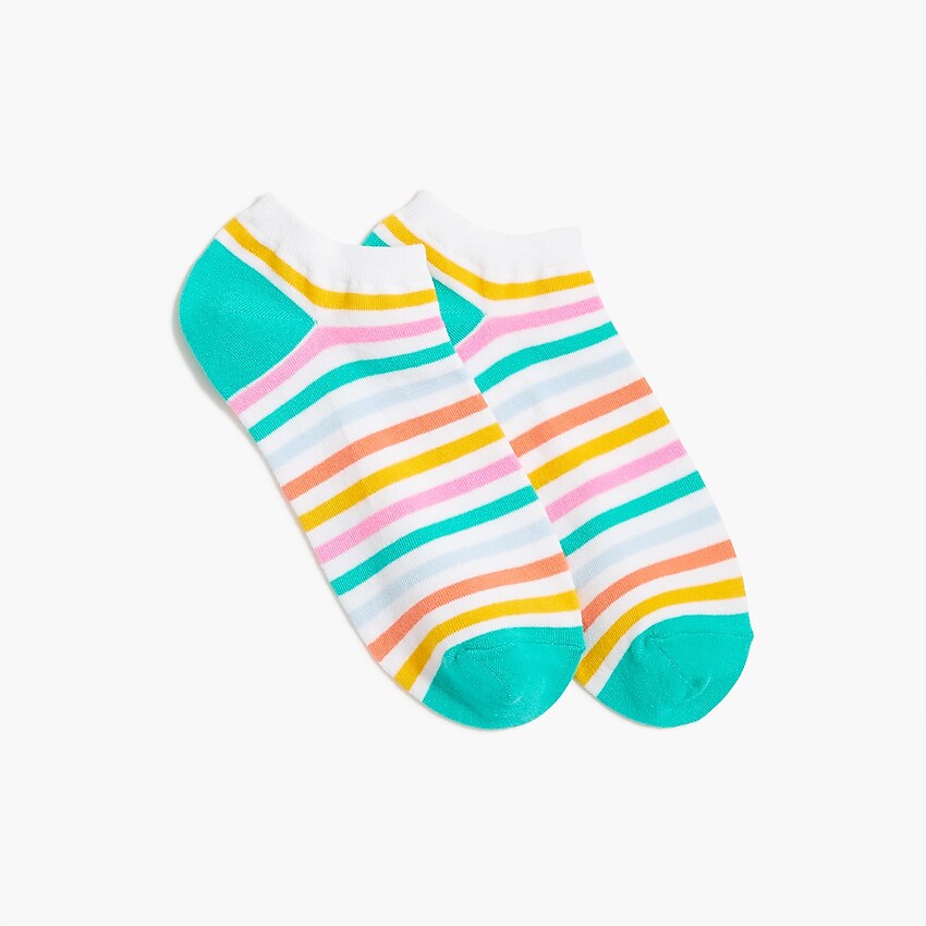 factory: rainbow-stripe ankle socks for women, right side, view zoomed
