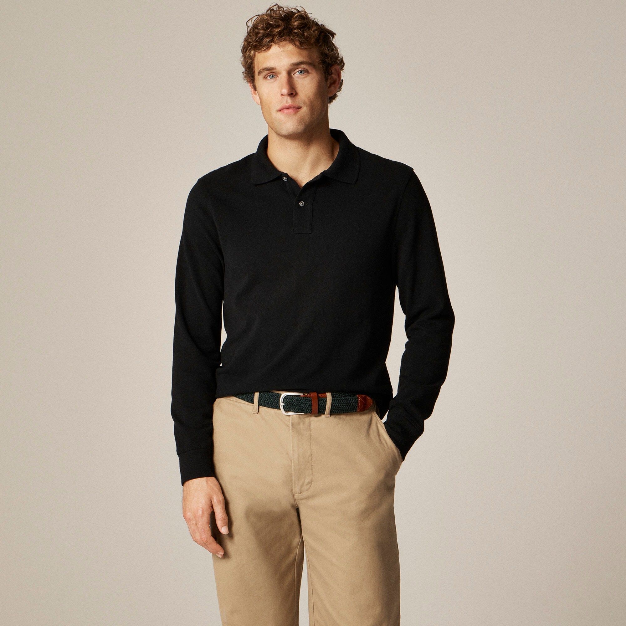 mens Long-sleeve classic piqu&eacute; polo shirt