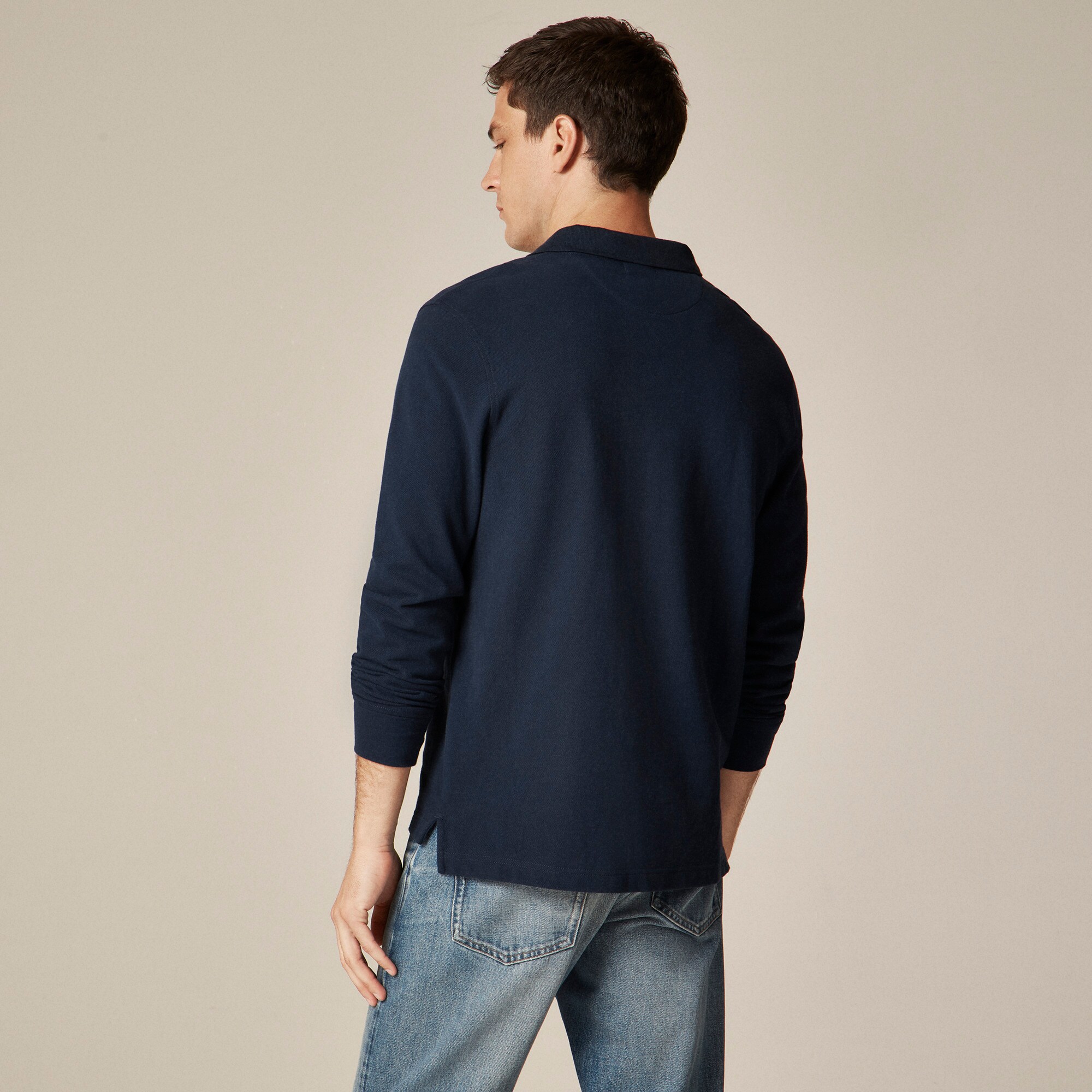 J.Crew: Long-sleeve Classic Piqué Polo Shirt For Men