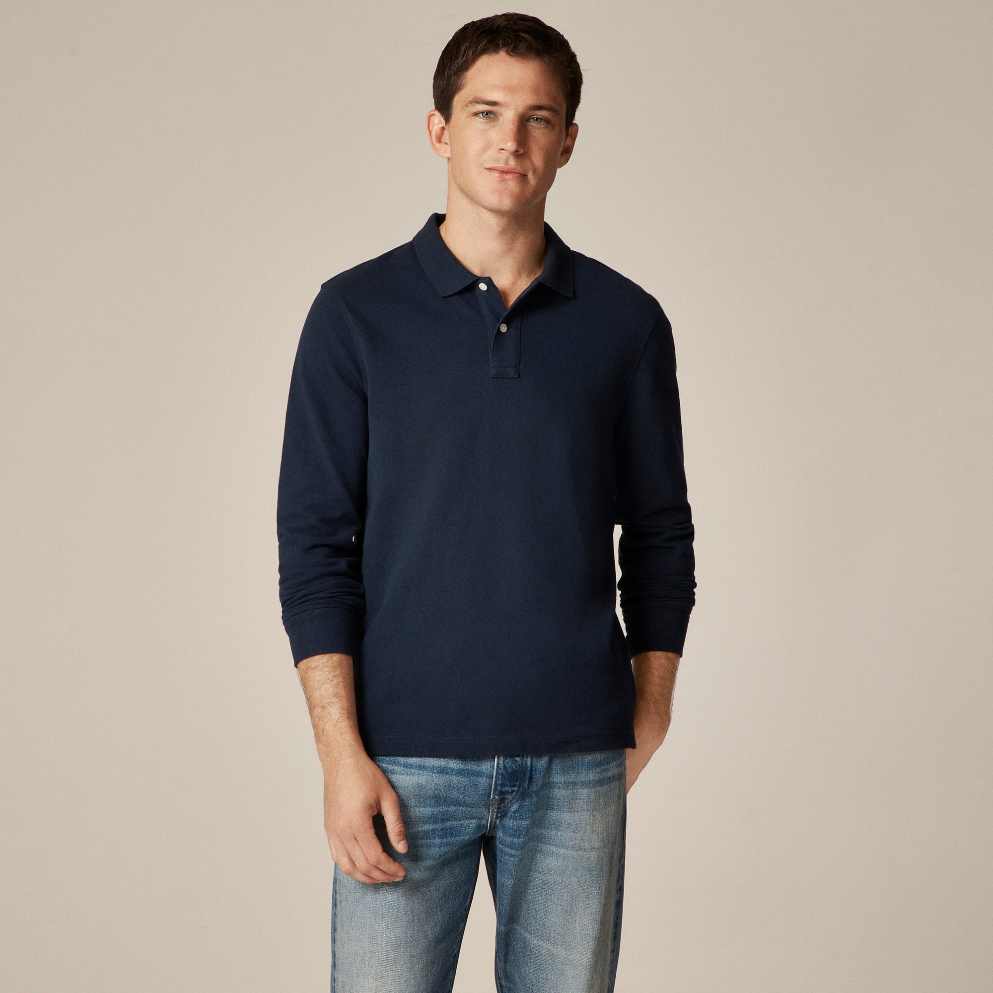  Long-sleeve classic piqu&eacute; polo shirt
