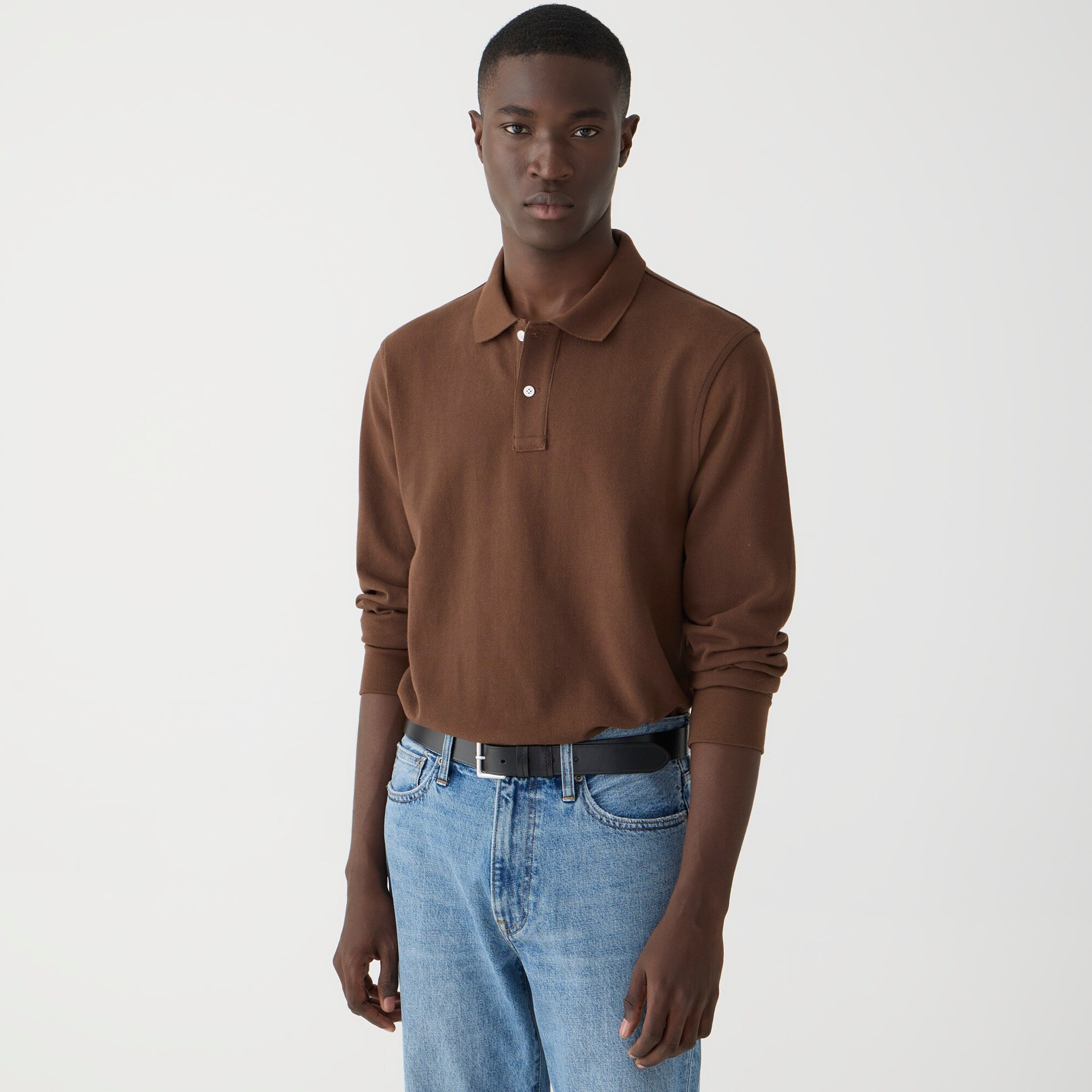  Long-sleeve classic piqué polo shirt