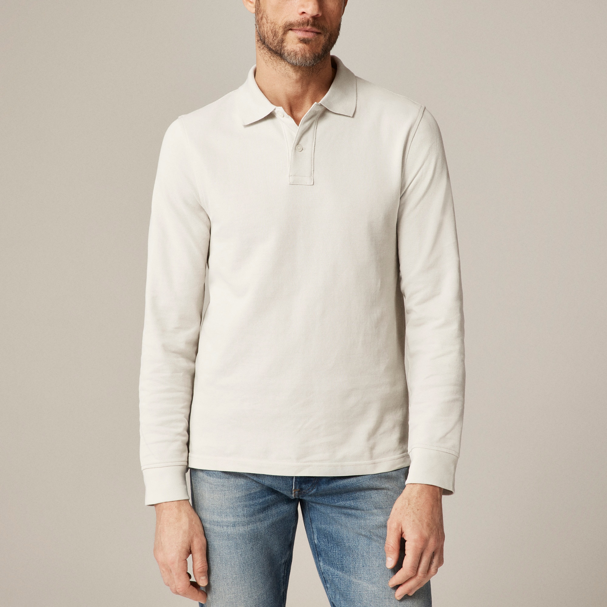 Long-sleeve Classic Piqué Polo Shirt For Men | J.Crew