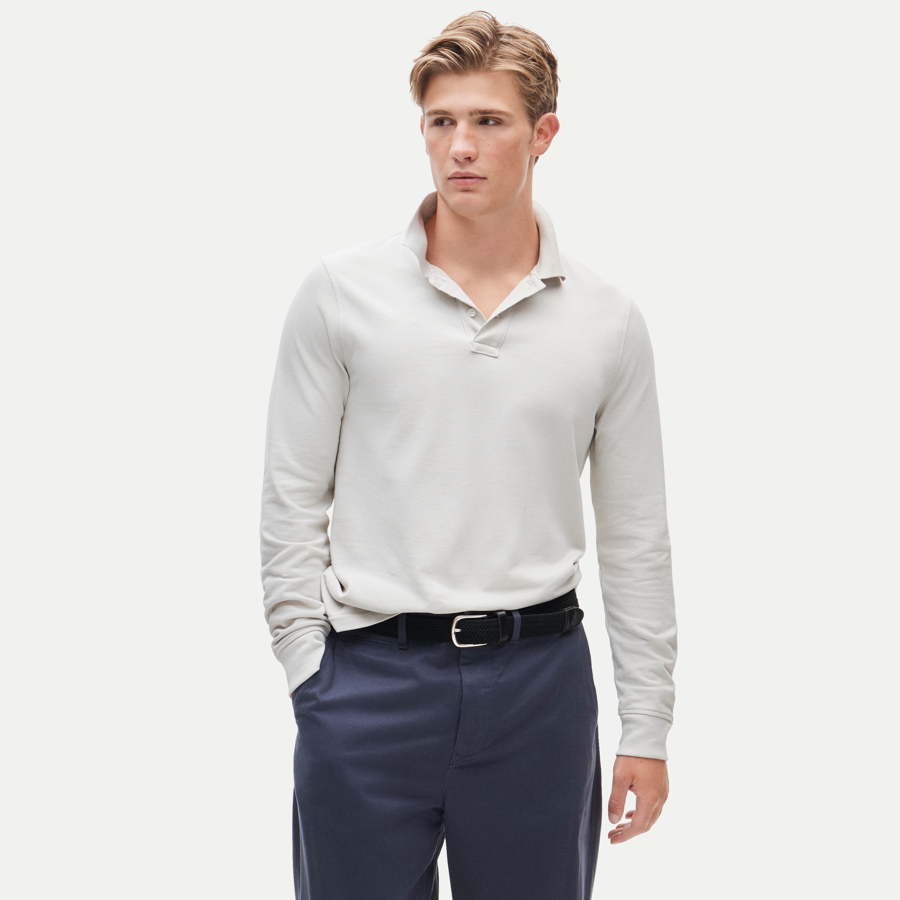 mens Long-sleeve classic piqu&eacute; polo shirt