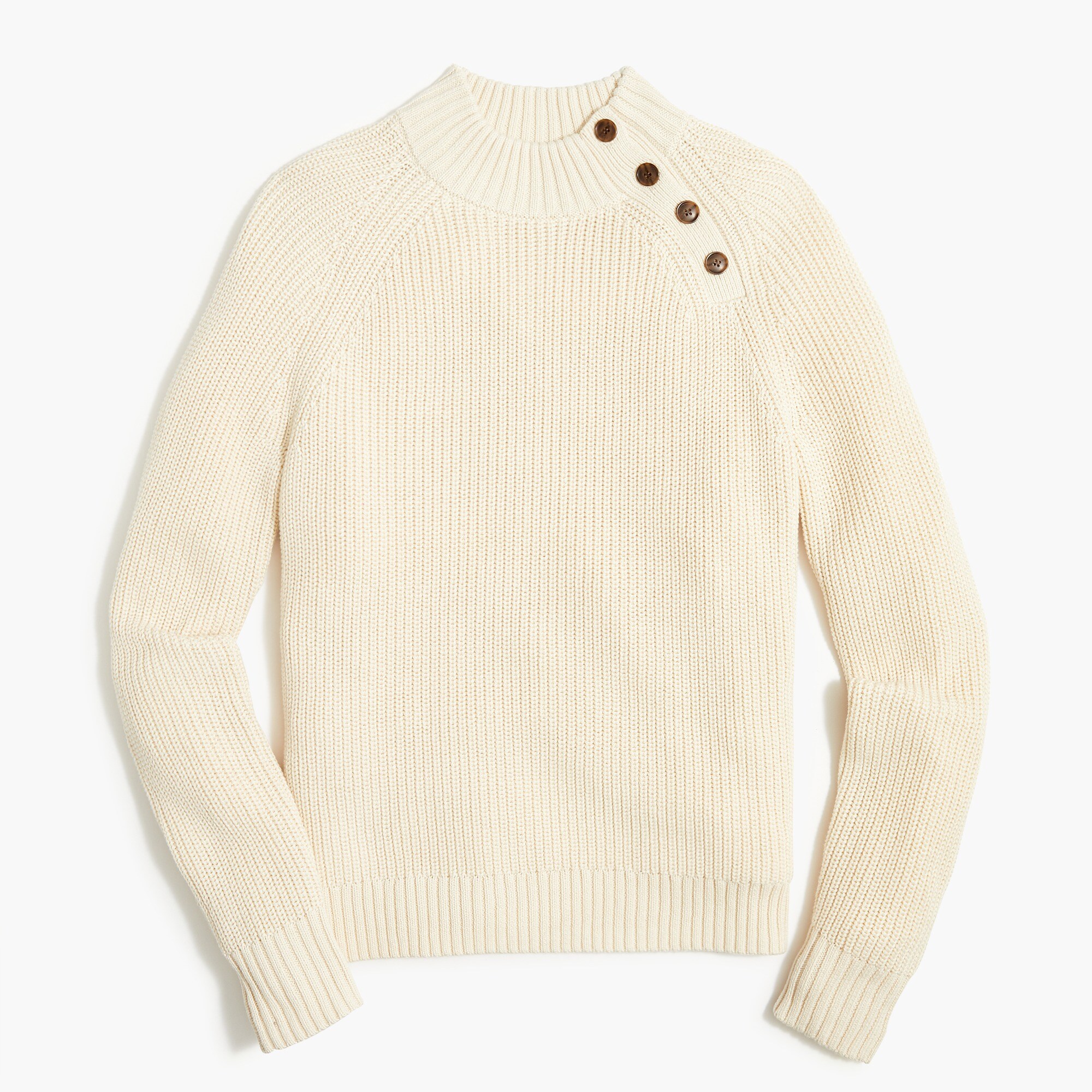 Cotton button mockneck sweater