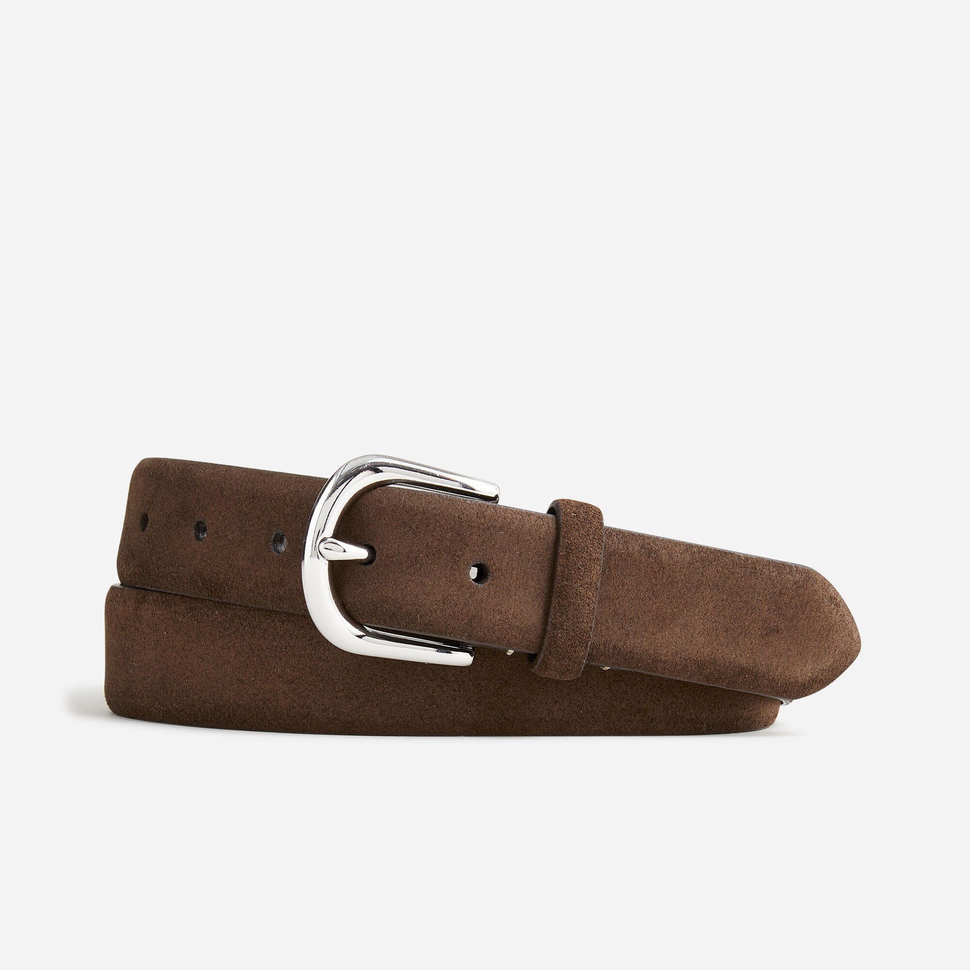 mens Italian suede and leather round-buckle dress belt