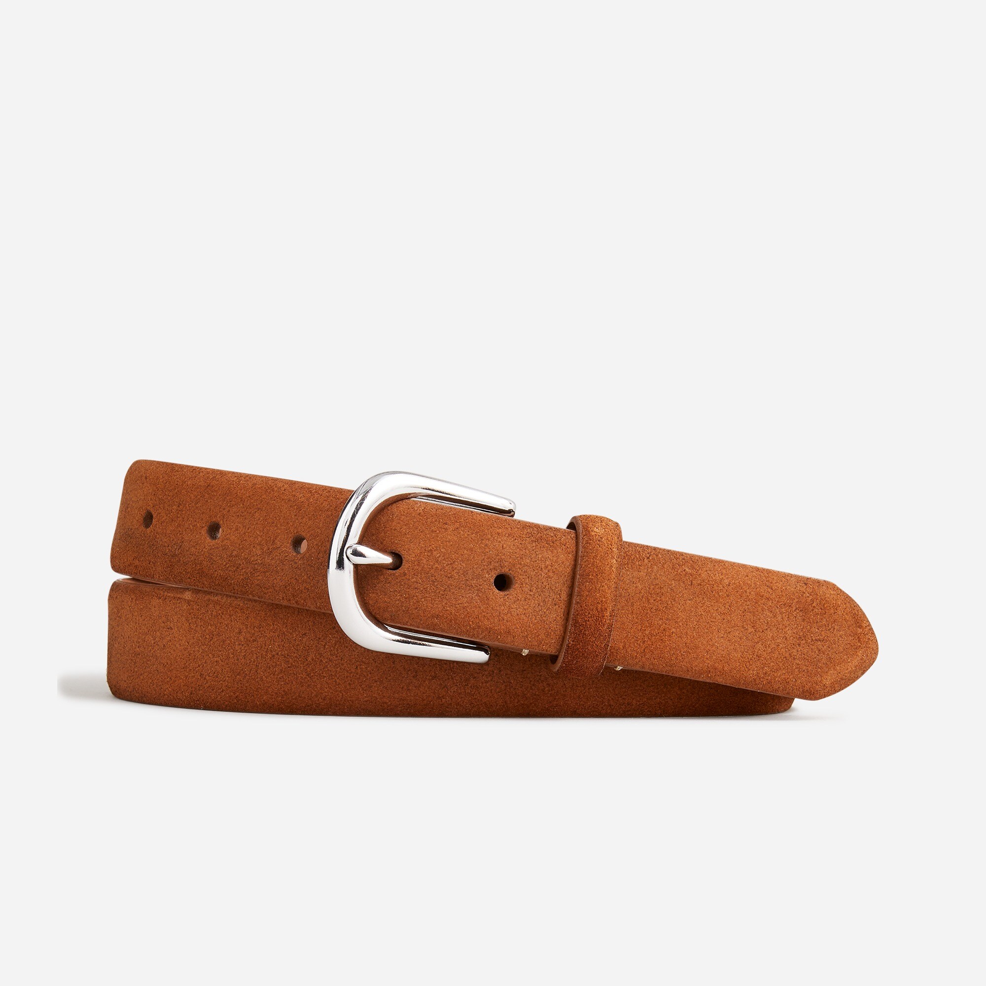 mens Italian suede and leather round-buckle dress belt