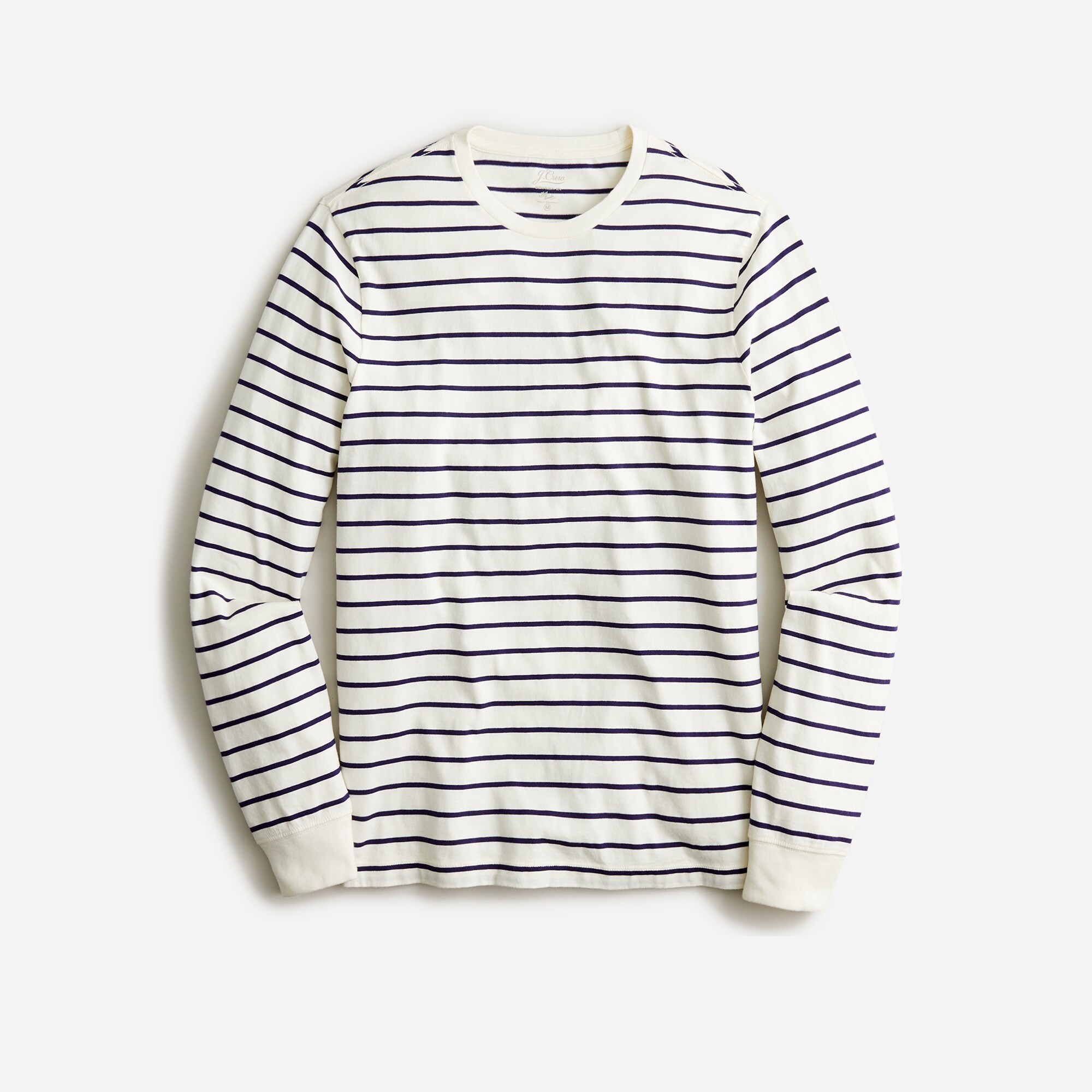 j.crew: long-sleeve cotton t-shirt in stripe for men, right side, view zoomed